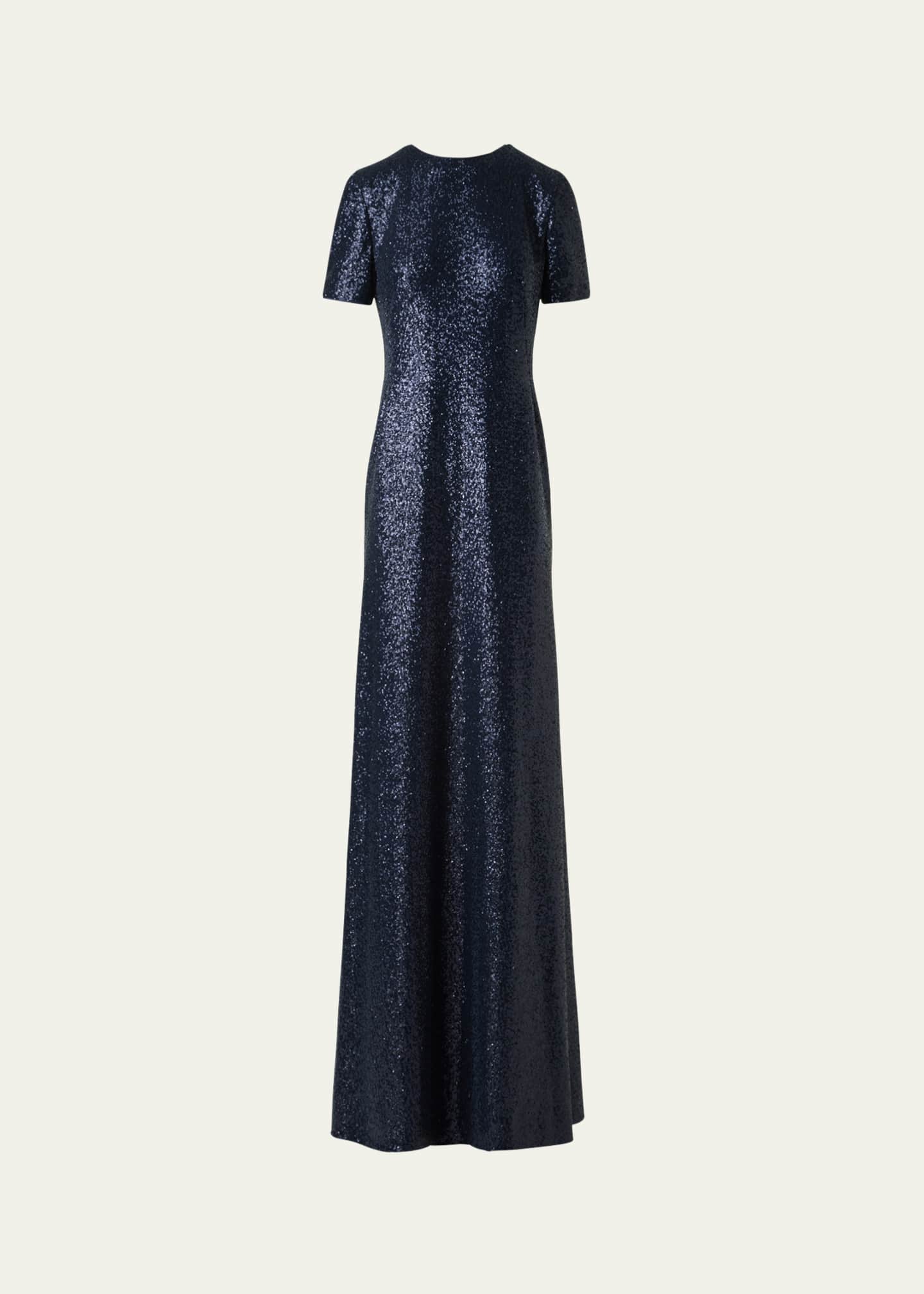 Akris Short-Sleeve Stretch Paillette Jersey Gown Image 1 of 5