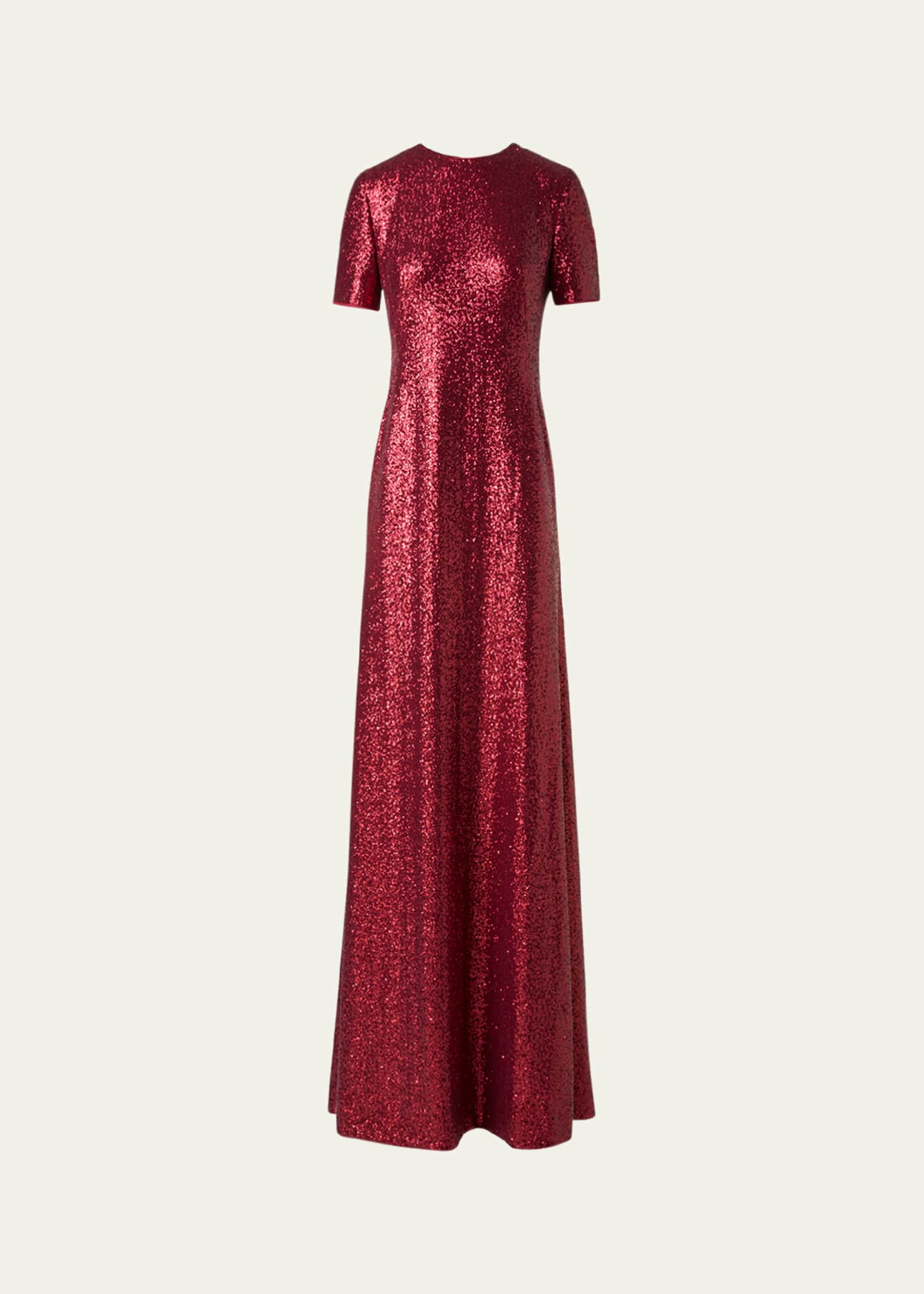 Akris Short-Sleeve Stretch Paillette Jersey Gown Image 1 of 5