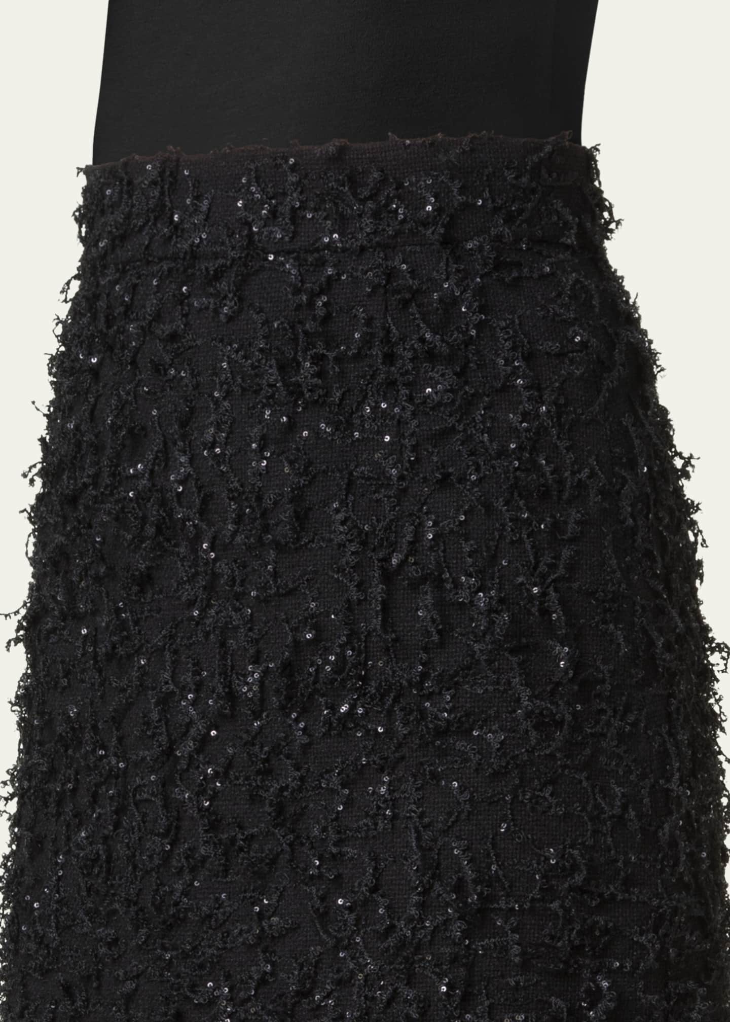 Akris Short Sequined Fringe Boucle Skirt Image 5 of 5