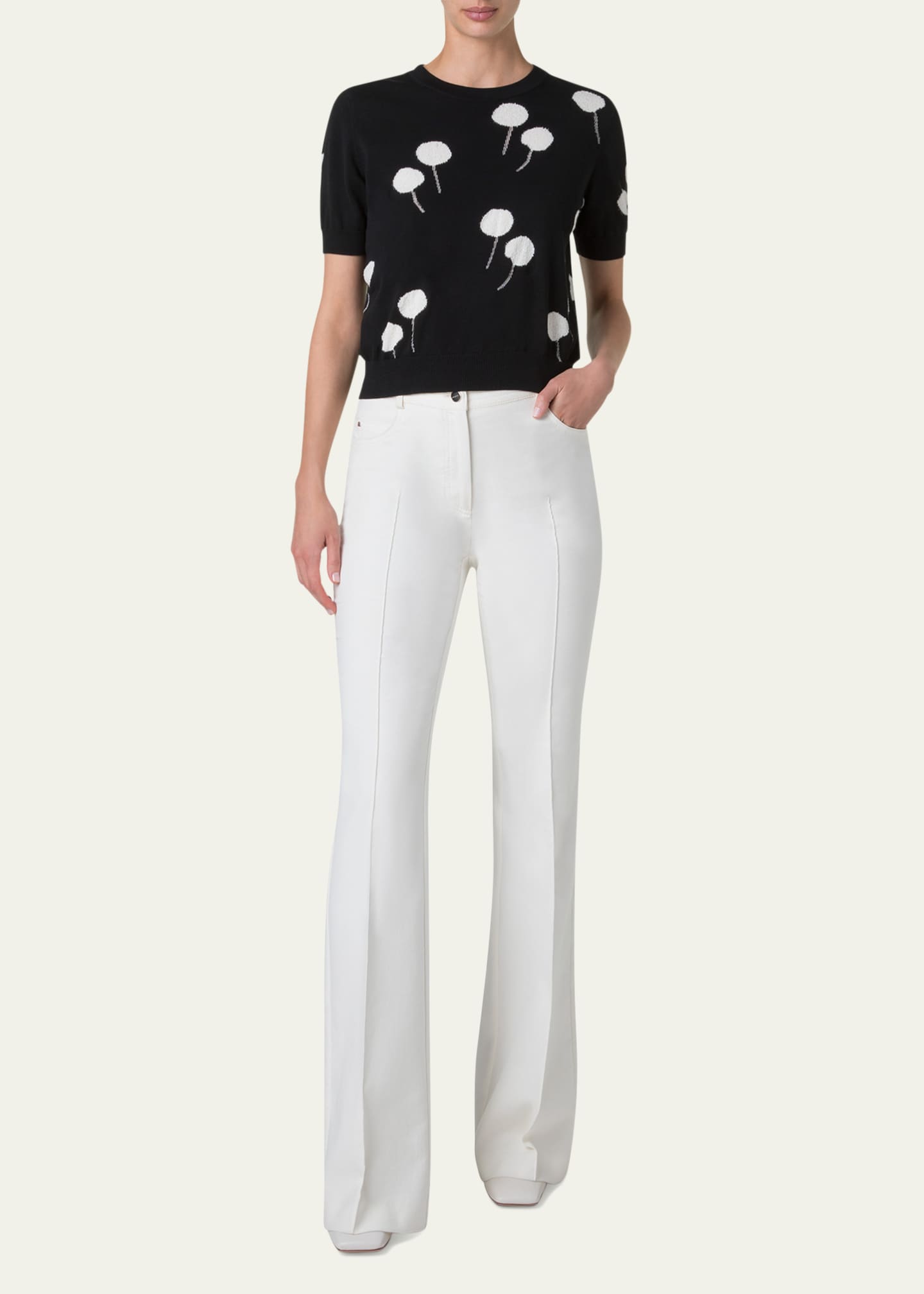 Akris Windflower Short-Sleeve Cotton Sweater Image 2 of 5