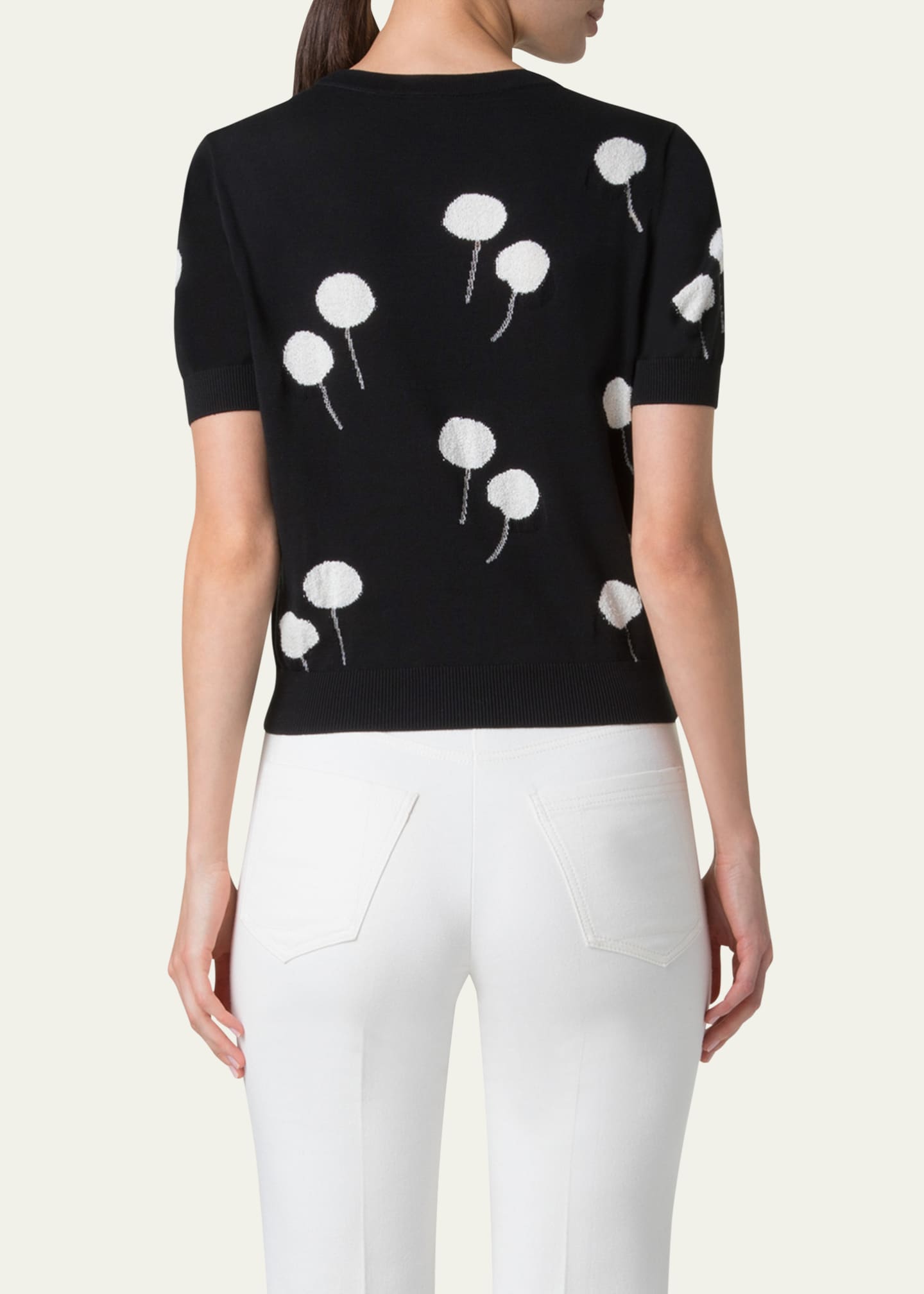 Akris Windflower Short-Sleeve Cotton Sweater Image 3 of 5