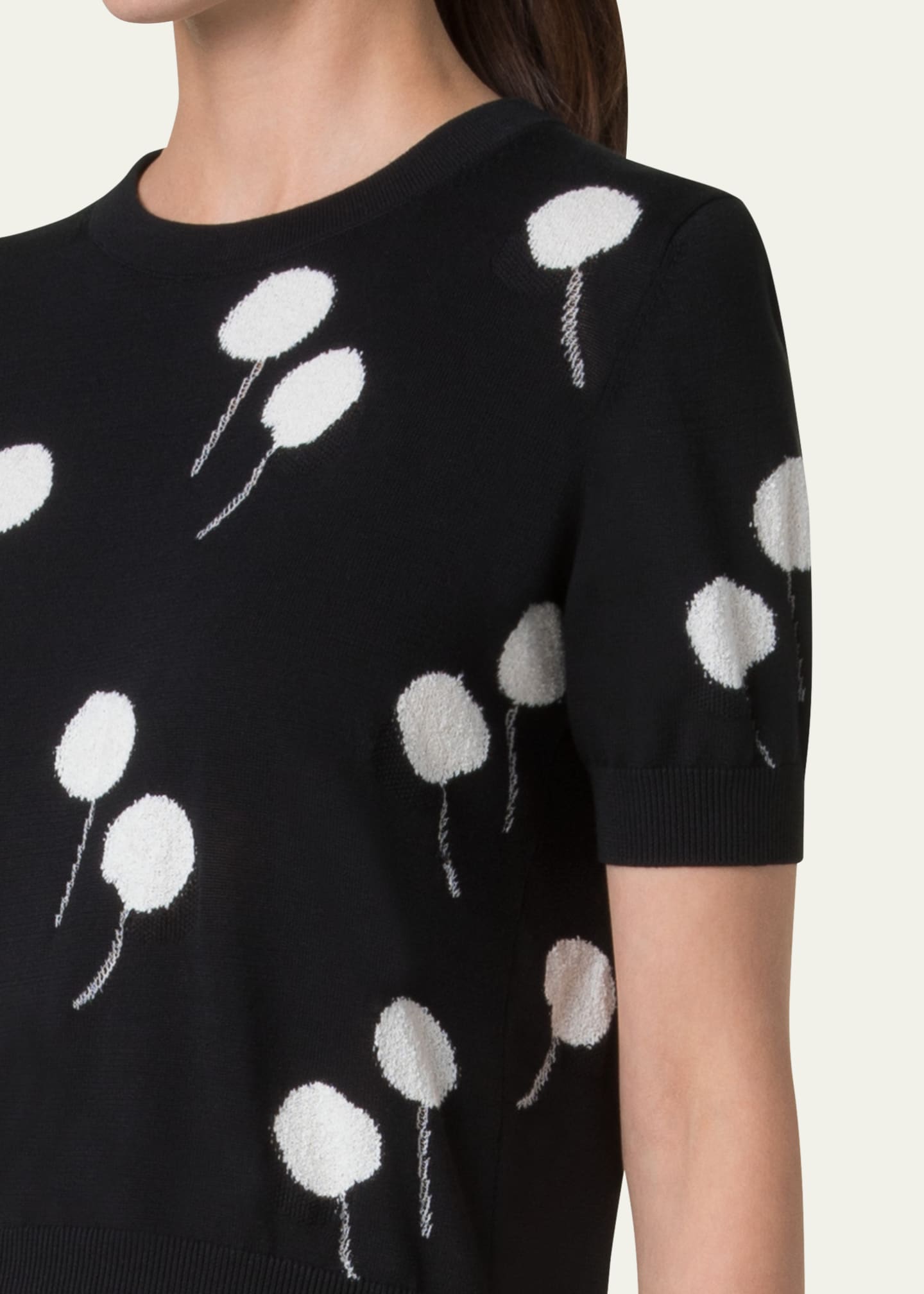 Akris Windflower Short-Sleeve Cotton Sweater Image 5 of 5