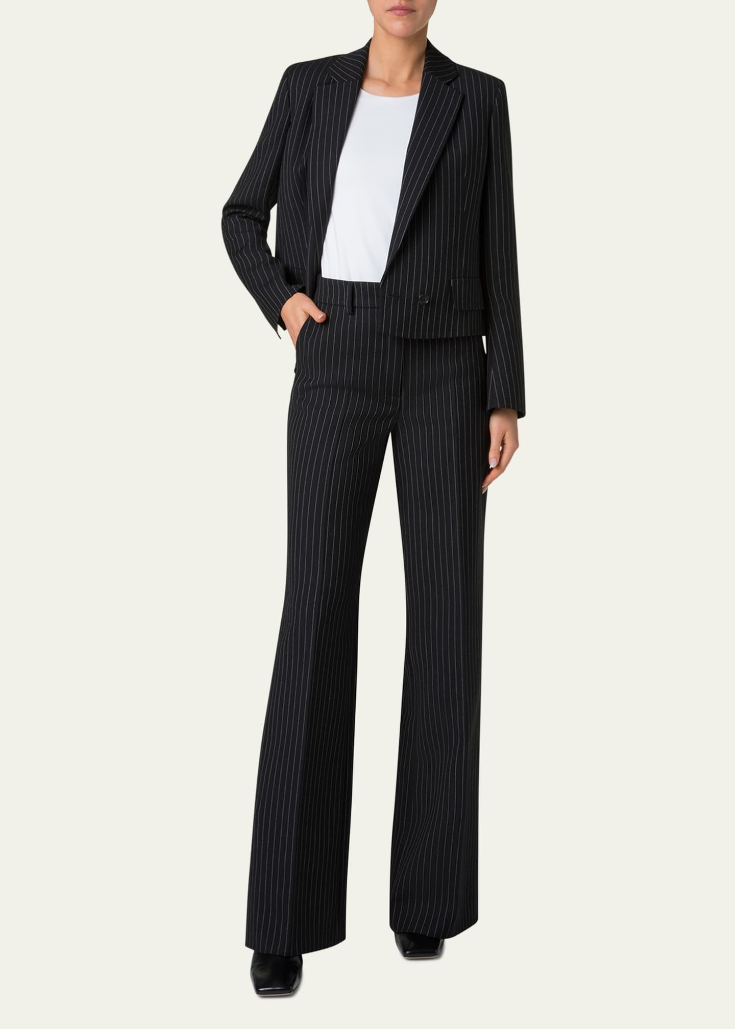 Akris Adele Pinstripe Double-Breasted Short Jacket Image 2 of 5