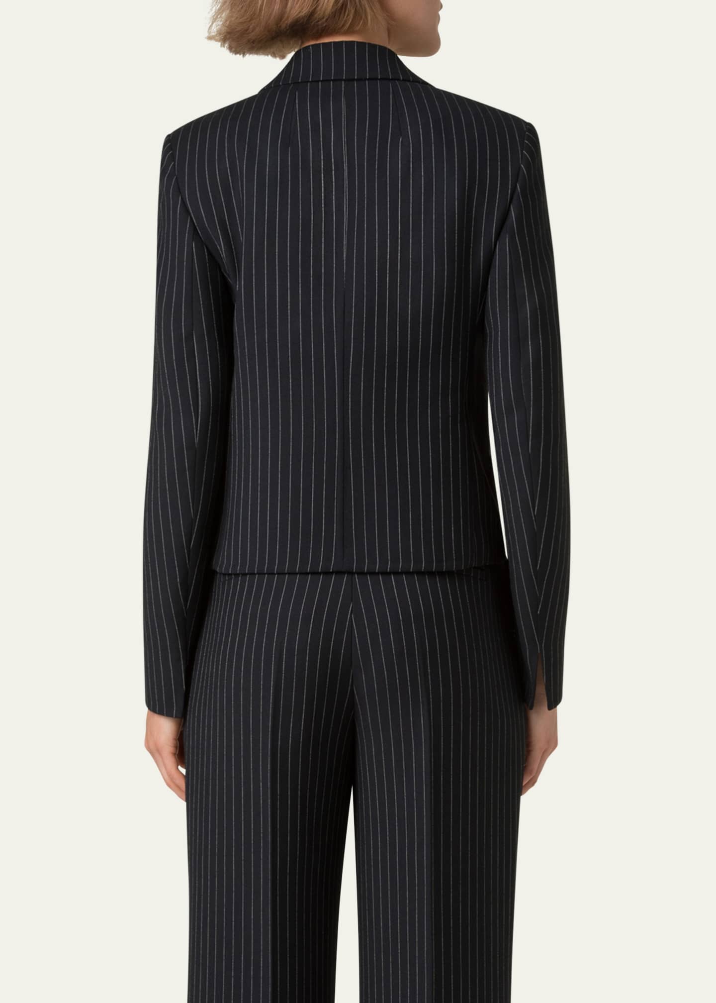 Akris Adele Pinstripe Double-Breasted Short Jacket Image 3 of 5