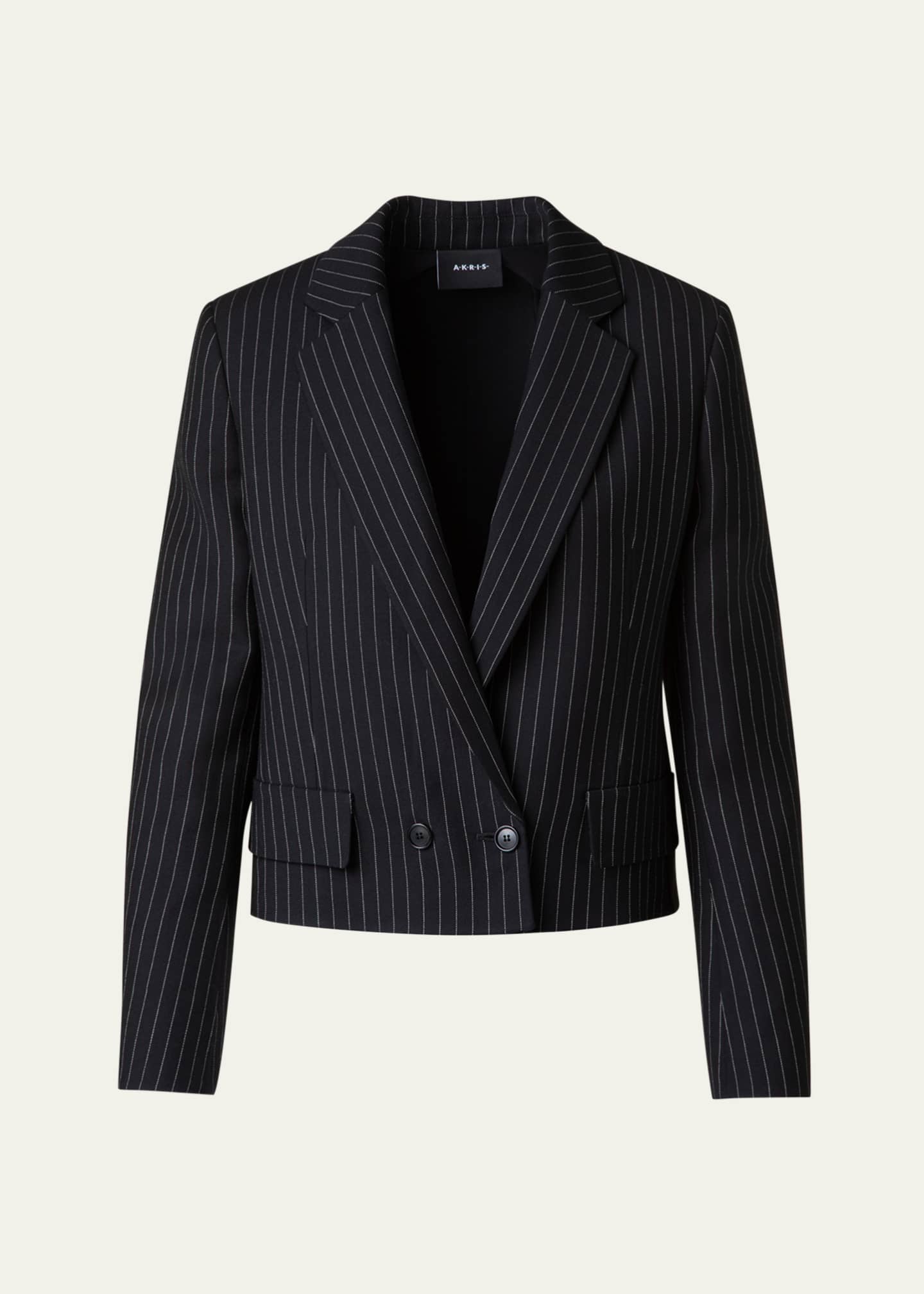 Akris Adele Pinstripe Double-Breasted Short Jacket Image 1 of 5