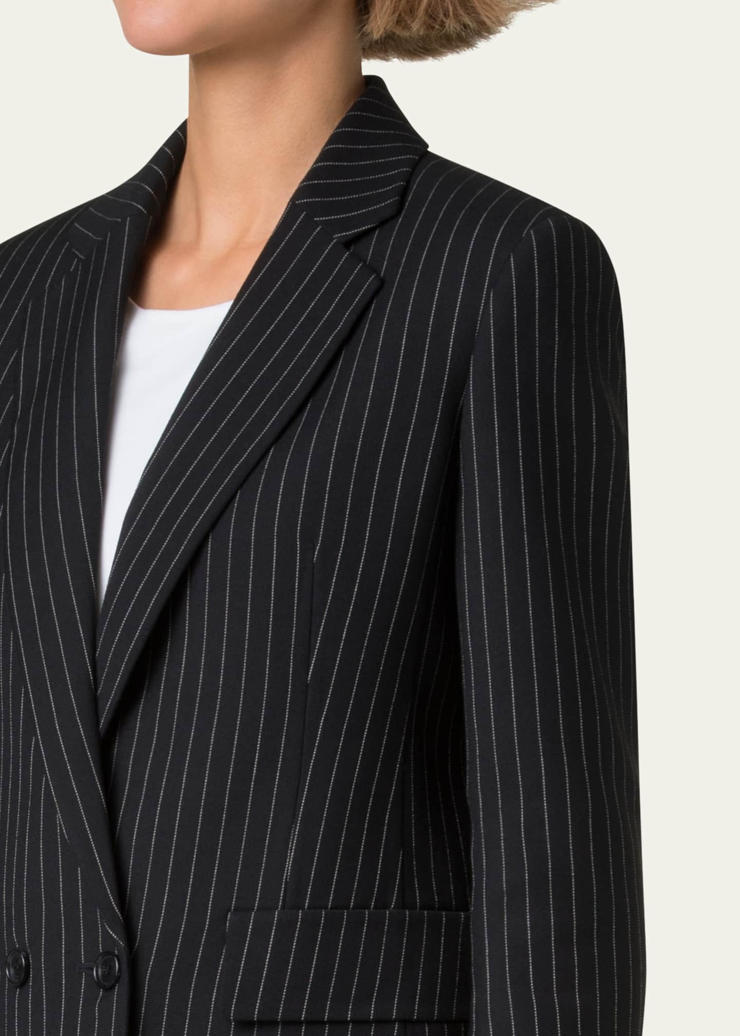 Akris Adele Pinstripe Double-Breasted Short Jacket Image 5 of 5