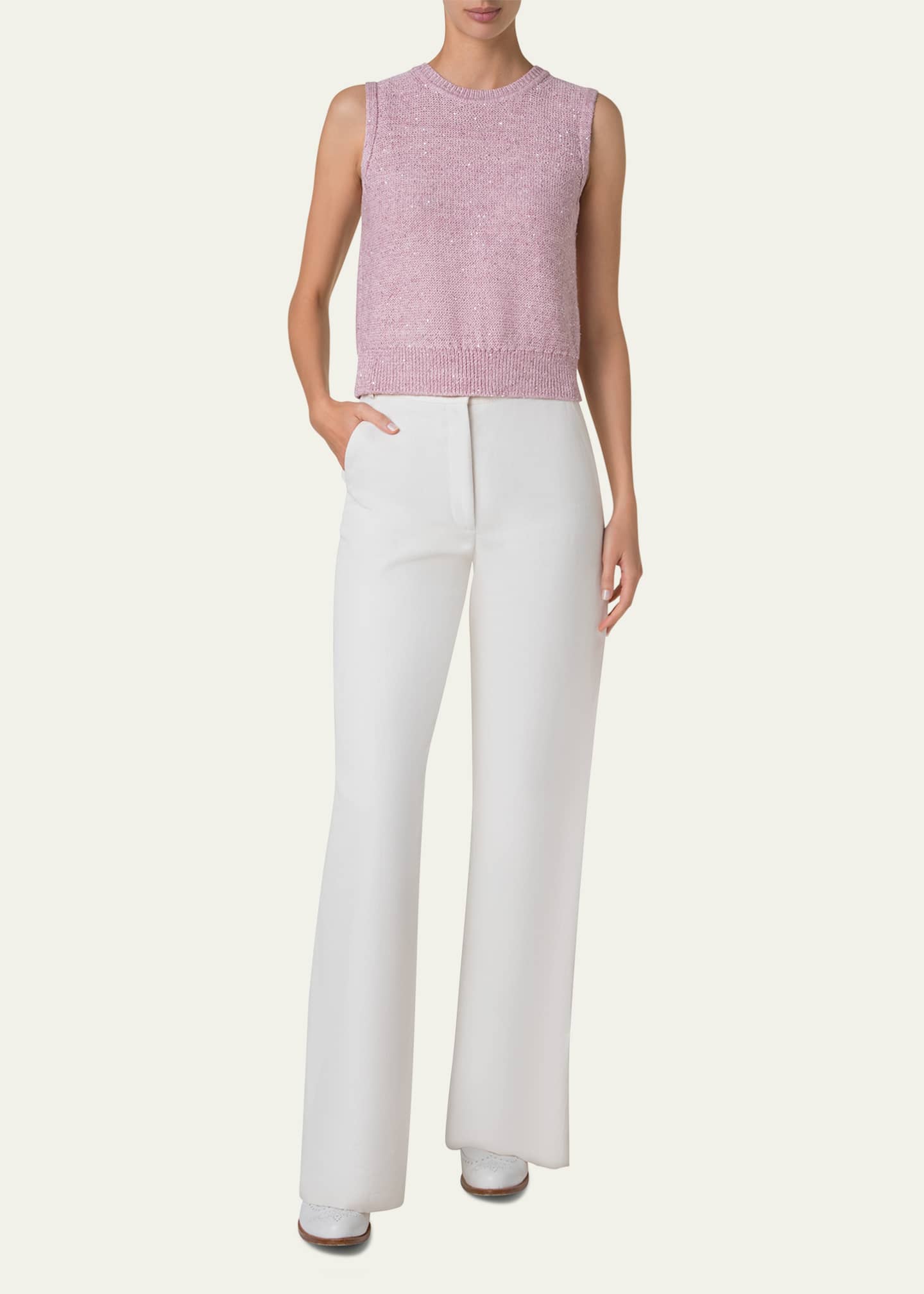 Akris Micro Sequined Knit Sleeveless Sweater Image 2 of 5