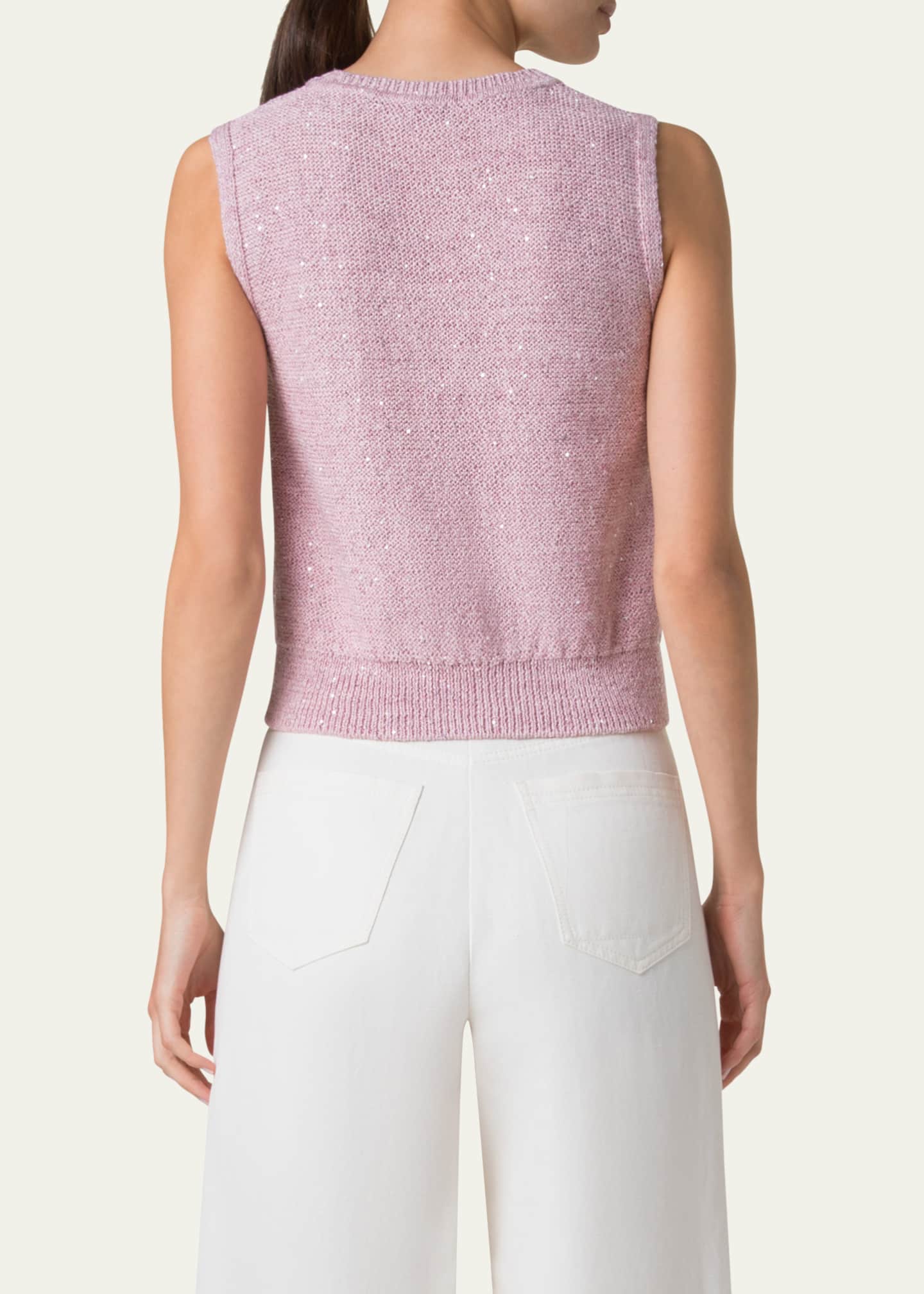 Akris Micro Sequined Knit Sleeveless Sweater Image 3 of 5