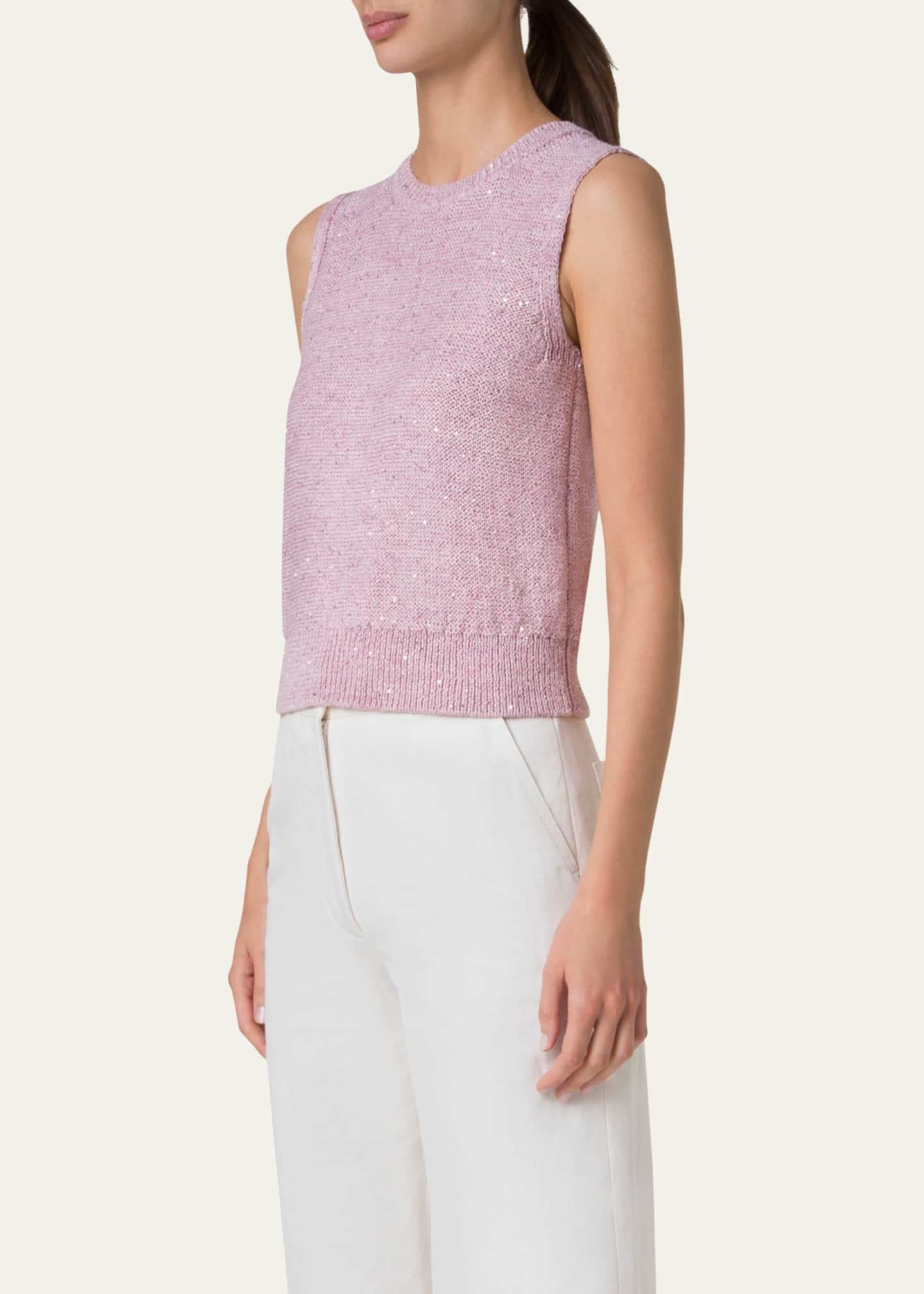 Akris Micro Sequined Knit Sleeveless Sweater Image 4 of 5