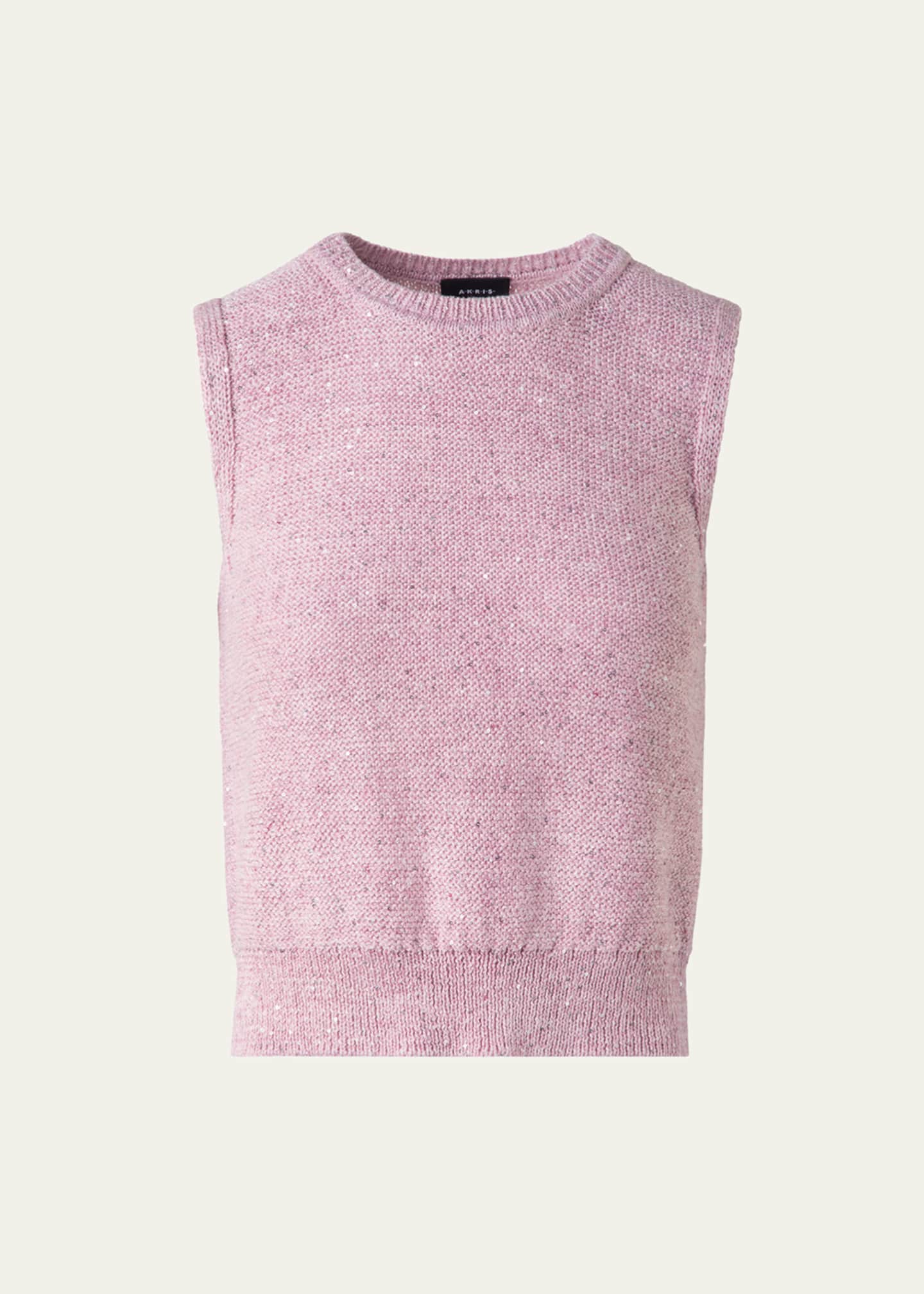 Akris Micro Sequined Knit Sleeveless Sweater Image 1 of 5