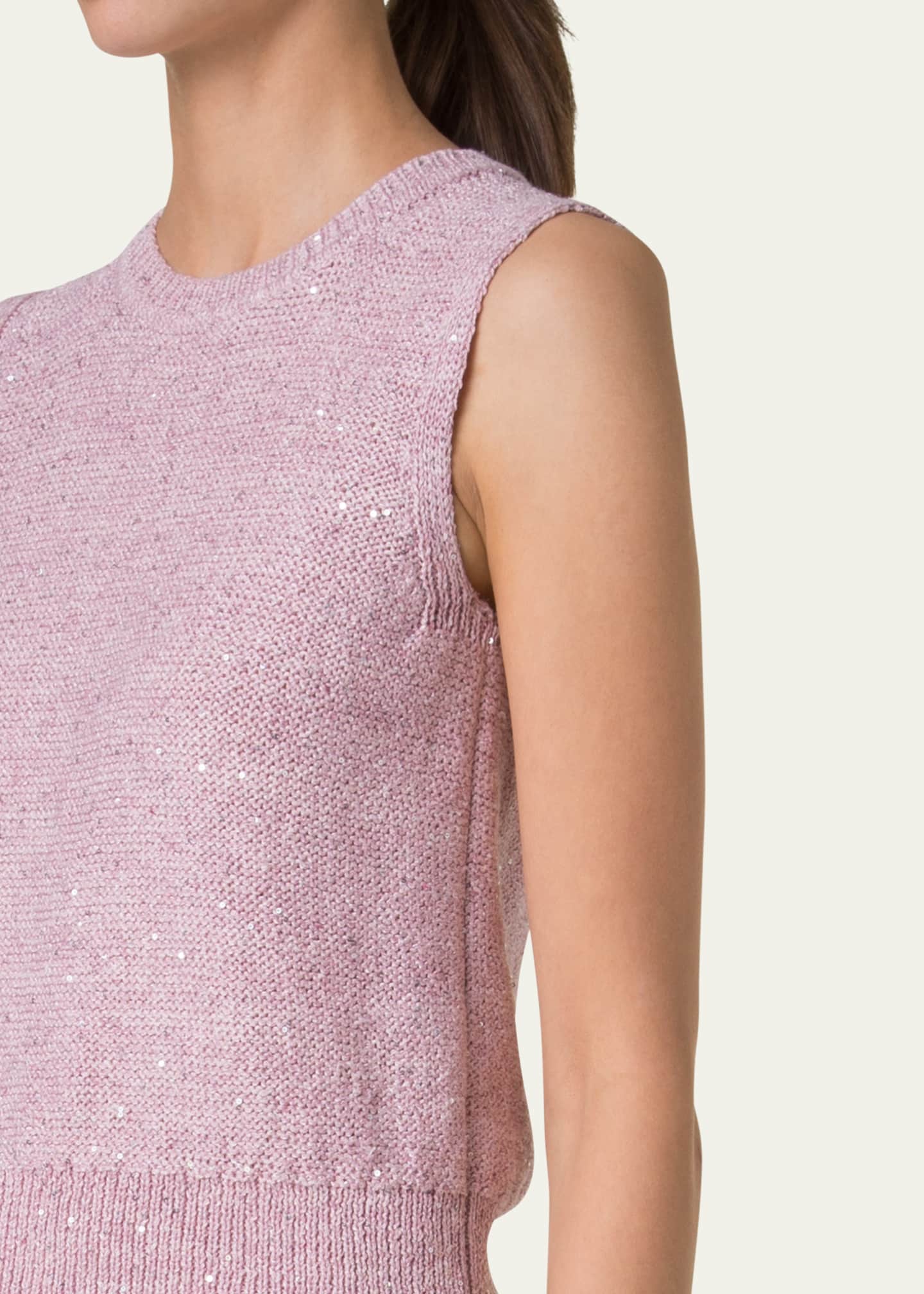 Akris Micro Sequined Knit Sleeveless Sweater Image 5 of 5