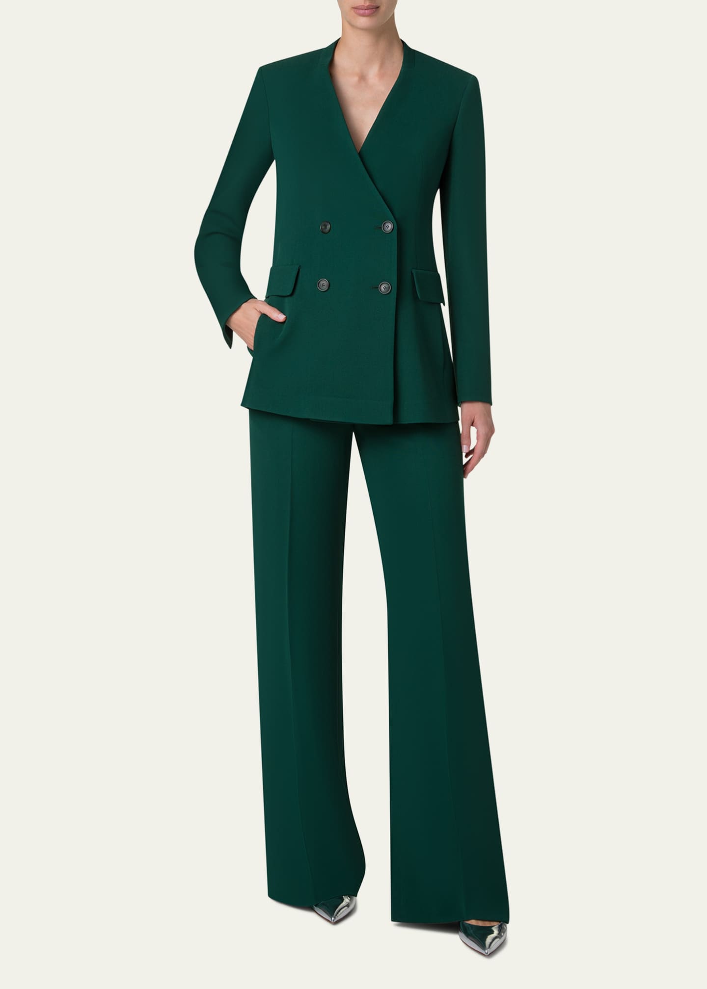 Akris Florine Wide Leg Wool Crepe Pants Image 2 of 5