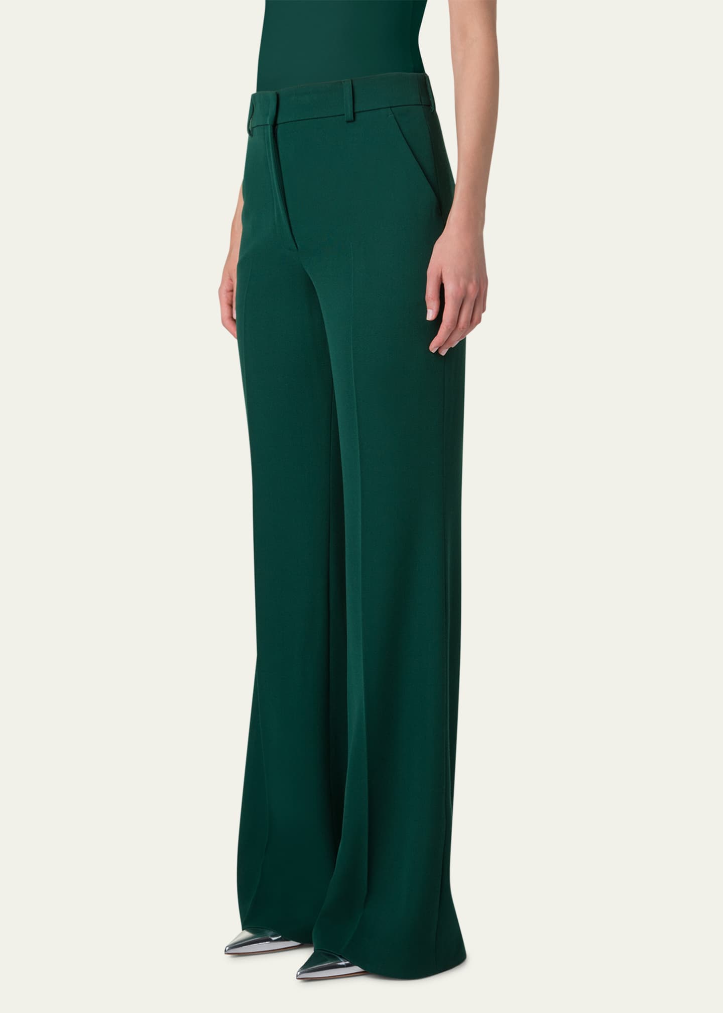 Akris Florine Wide Leg Wool Crepe Pants Image 4 of 5