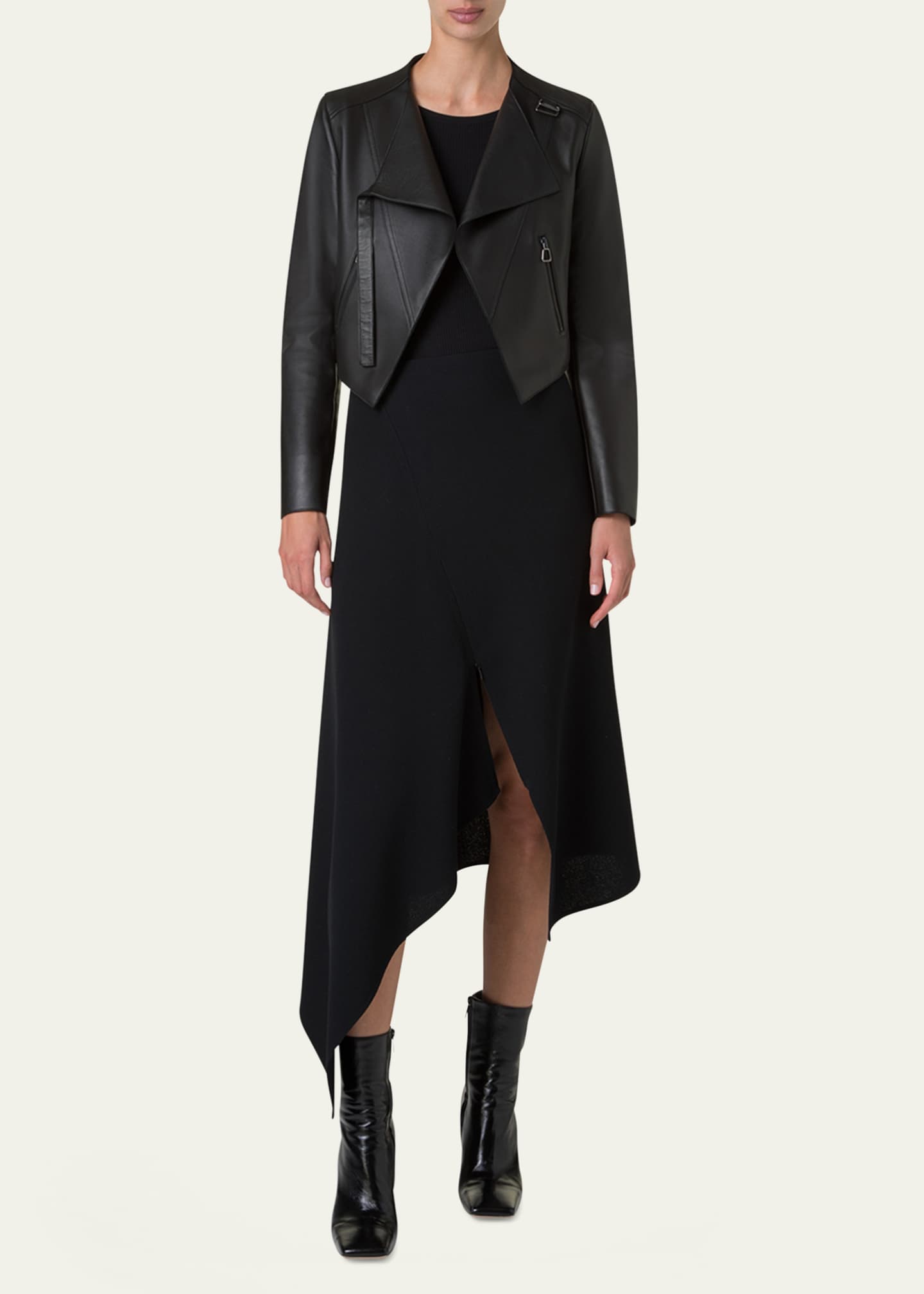 Akris Nappa Leather Crop Moto Jacket Image 2 of 5