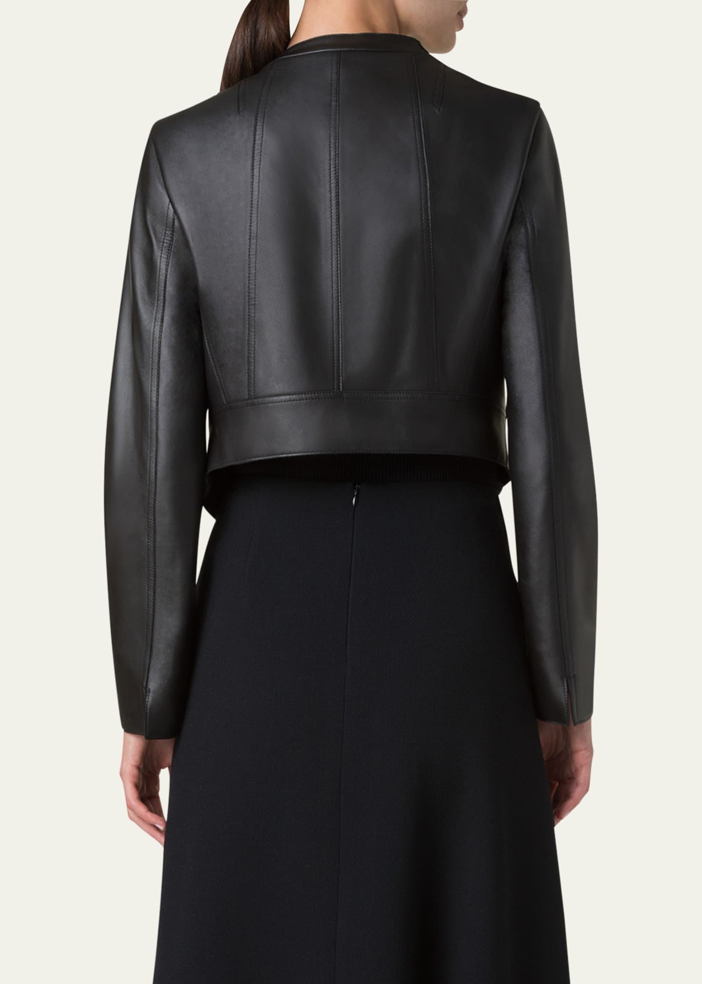 Akris Nappa Leather Crop Moto Jacket Image 3 of 5