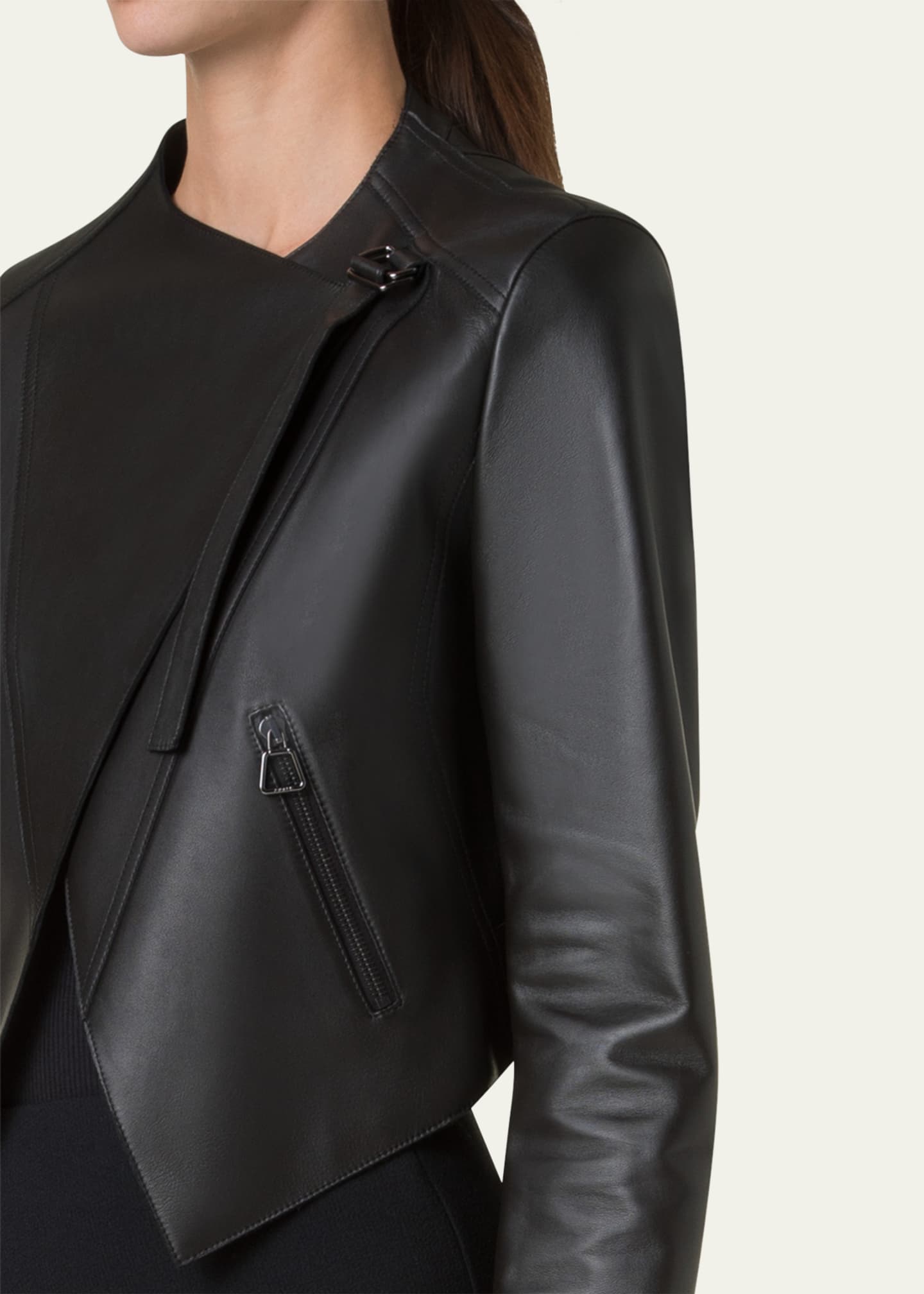 Akris Nappa Leather Crop Moto Jacket Image 5 of 5