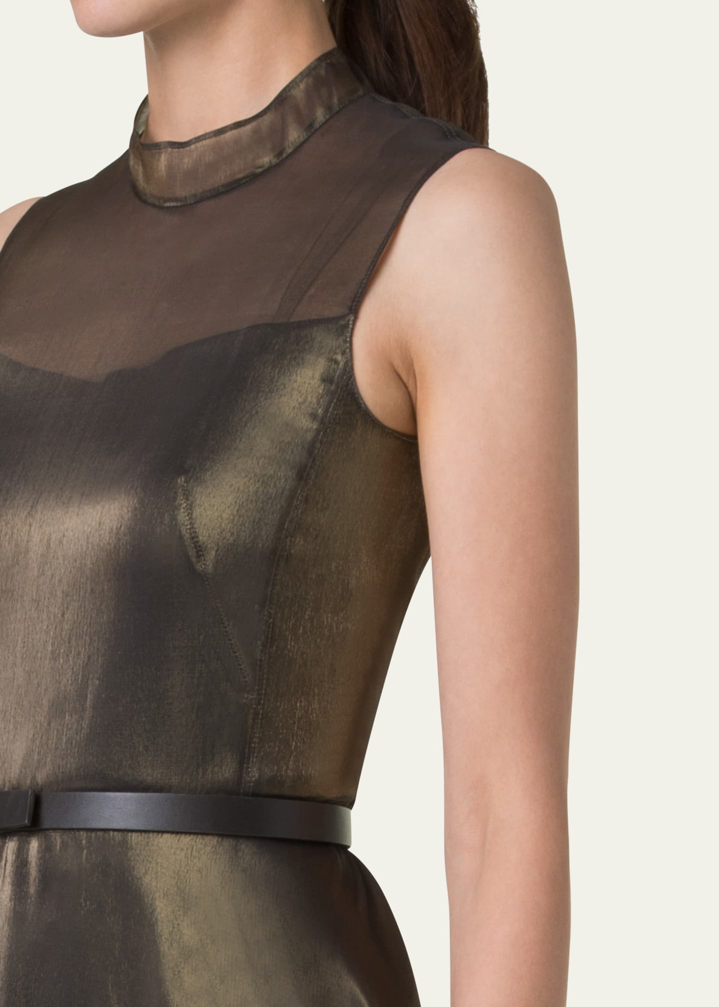 Akris Metallic Organza Sleeveless Midi Dress Image 5 of 5