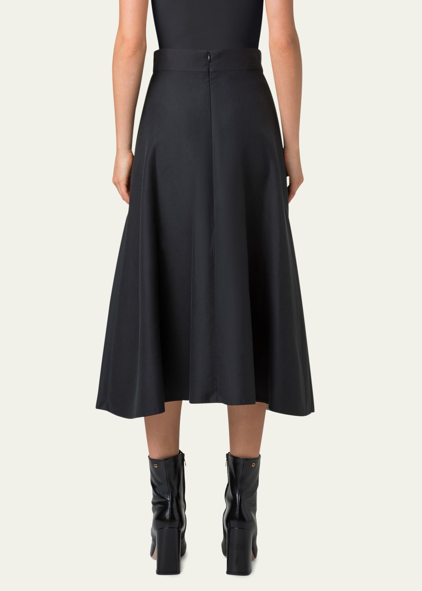 Akris Windflower-Print Cotton Silk A-Line Midi Skirt Image 3 of 5