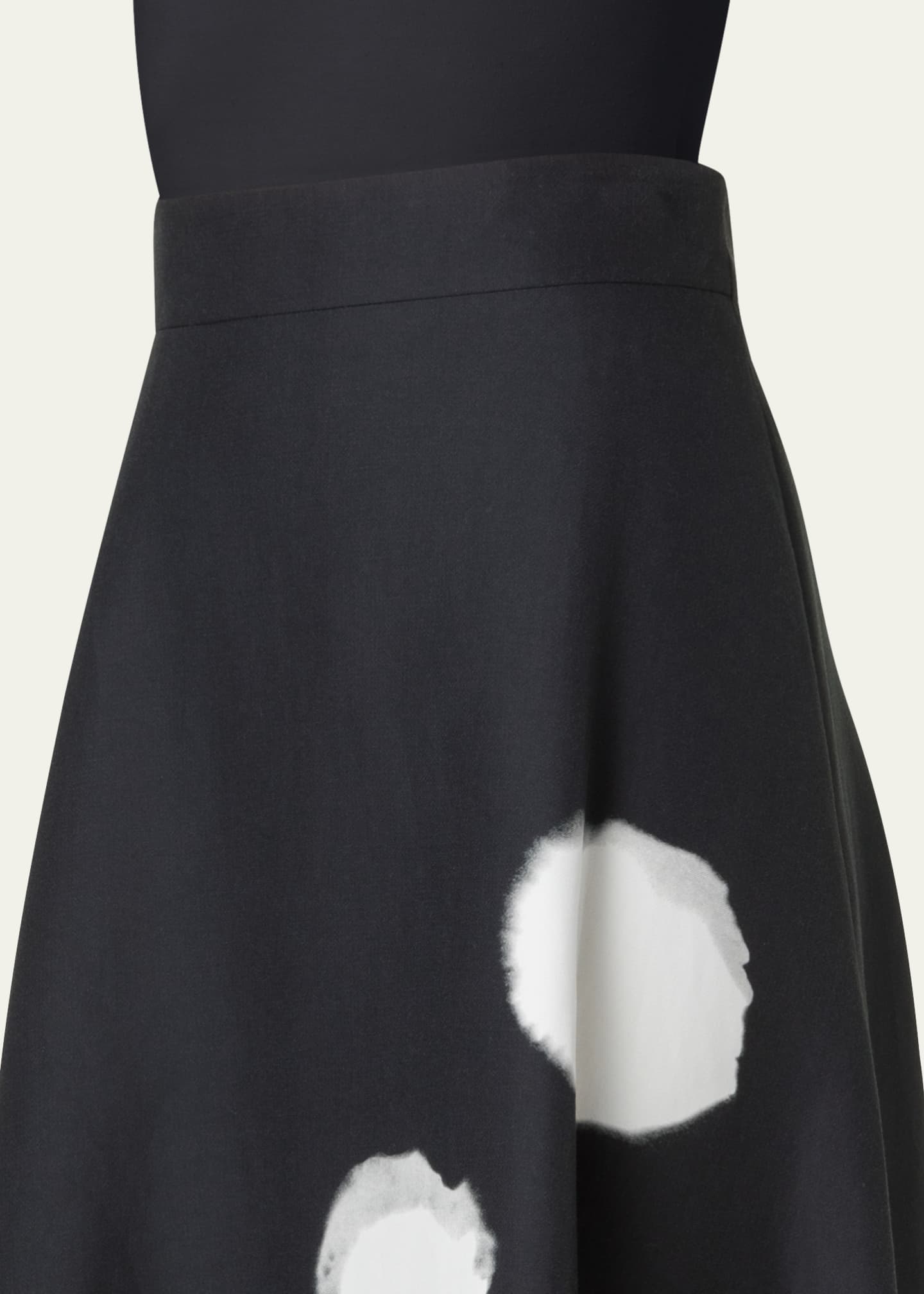 Akris Windflower-Print Cotton Silk A-Line Midi Skirt Image 5 of 5