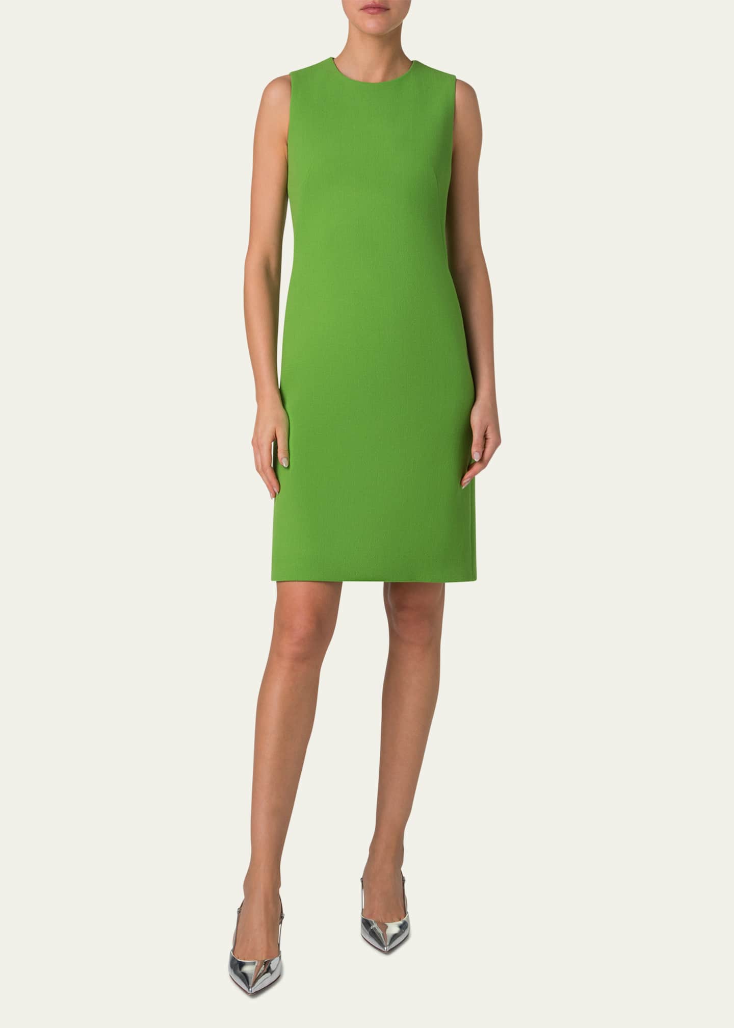 Akris Sleeveless Wool Crepe Double-Face Sheath Dress Image 2 of 5