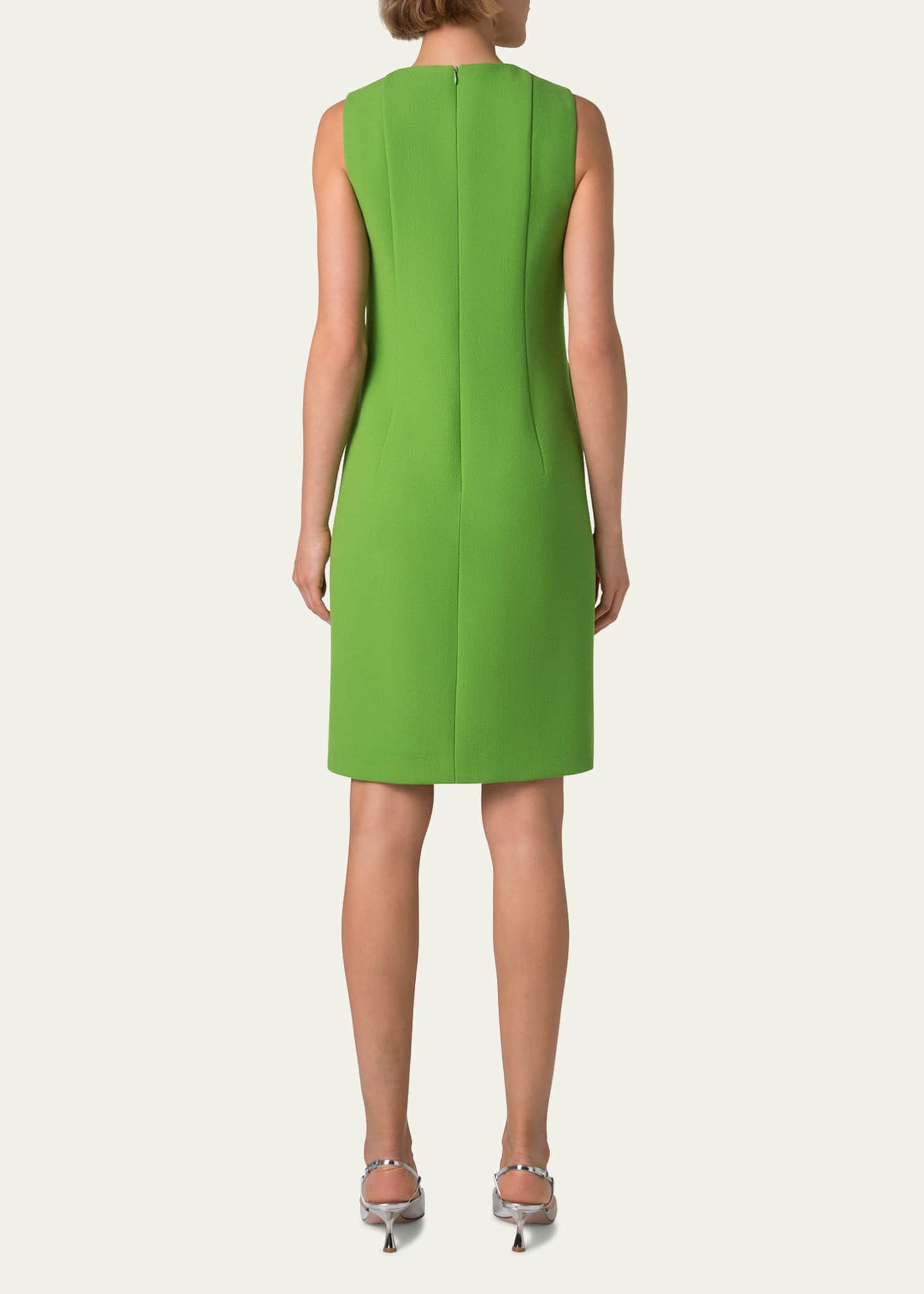 Akris Sleeveless Wool Crepe Double-Face Sheath Dress Image 3 of 5