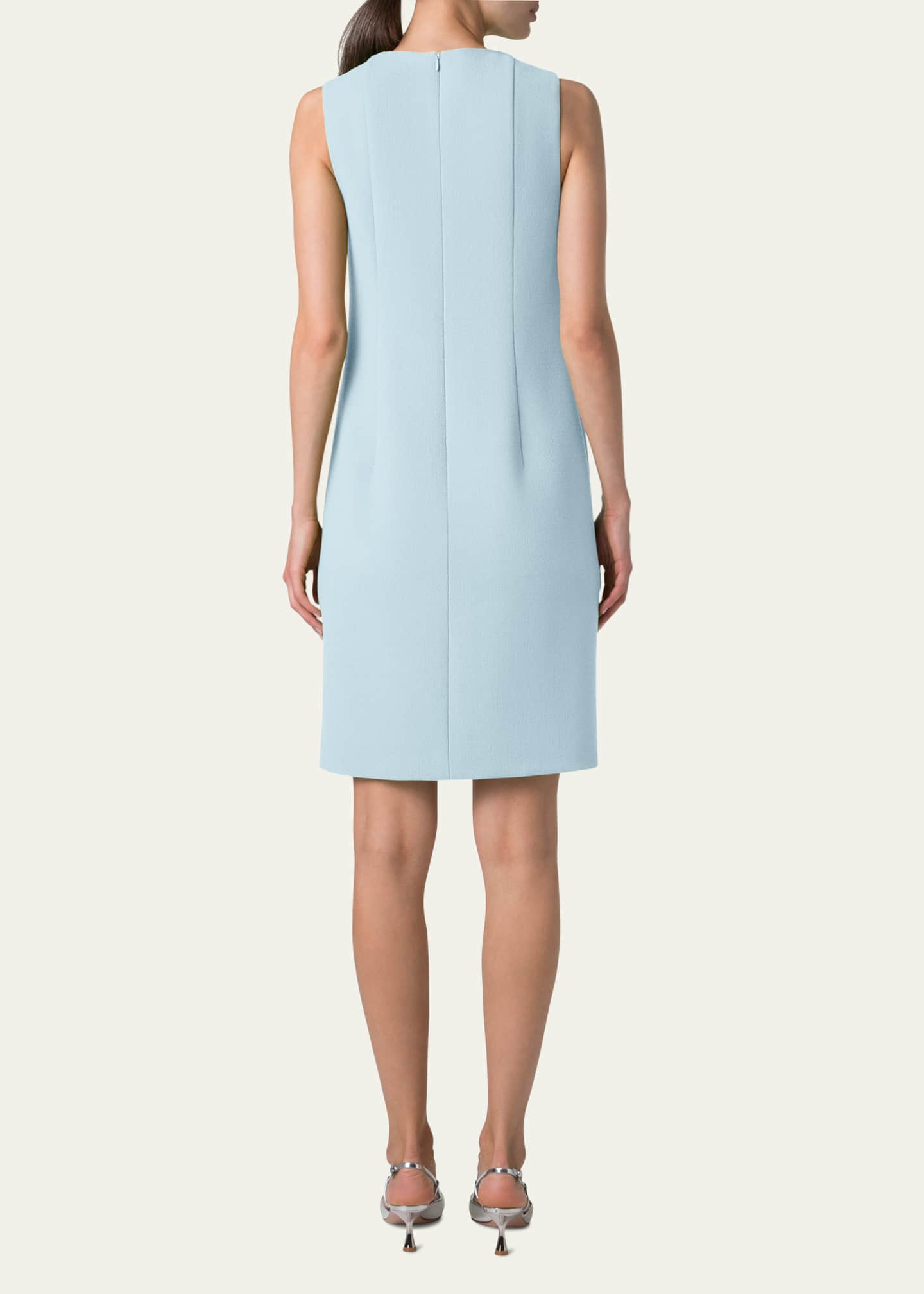 Akris Sleeveless Wool Crepe Double-Face Sheath Dress Image 3 of 5