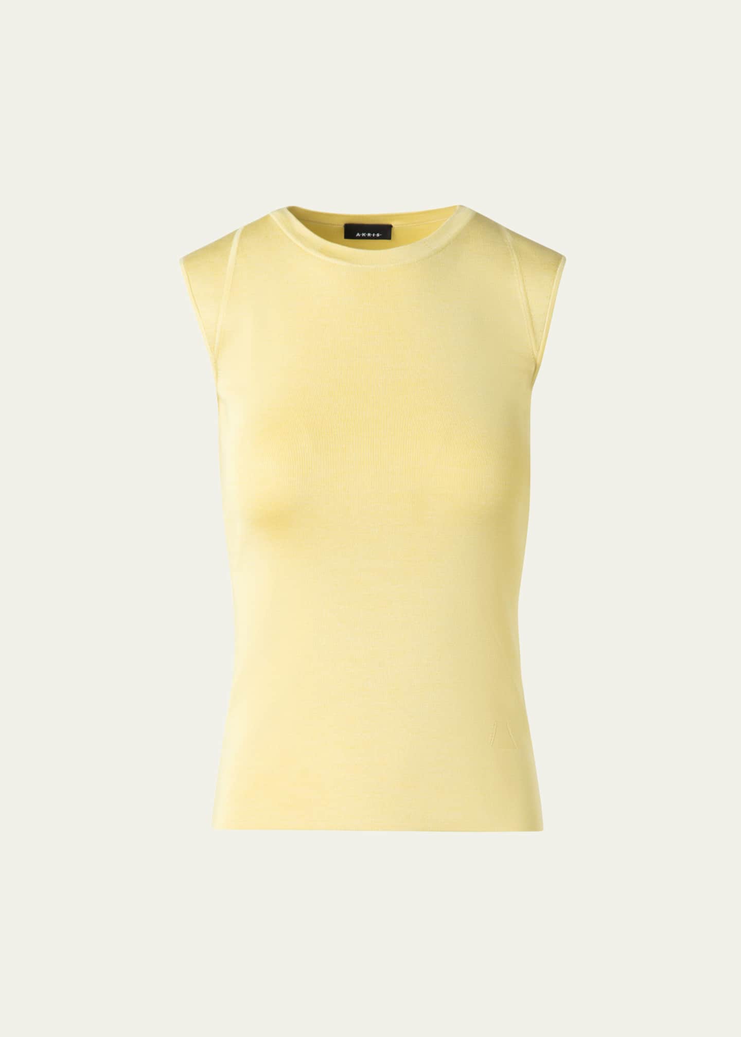 Sleeveless Fitted Silk Stretch Knit Top - Thumbnail 1