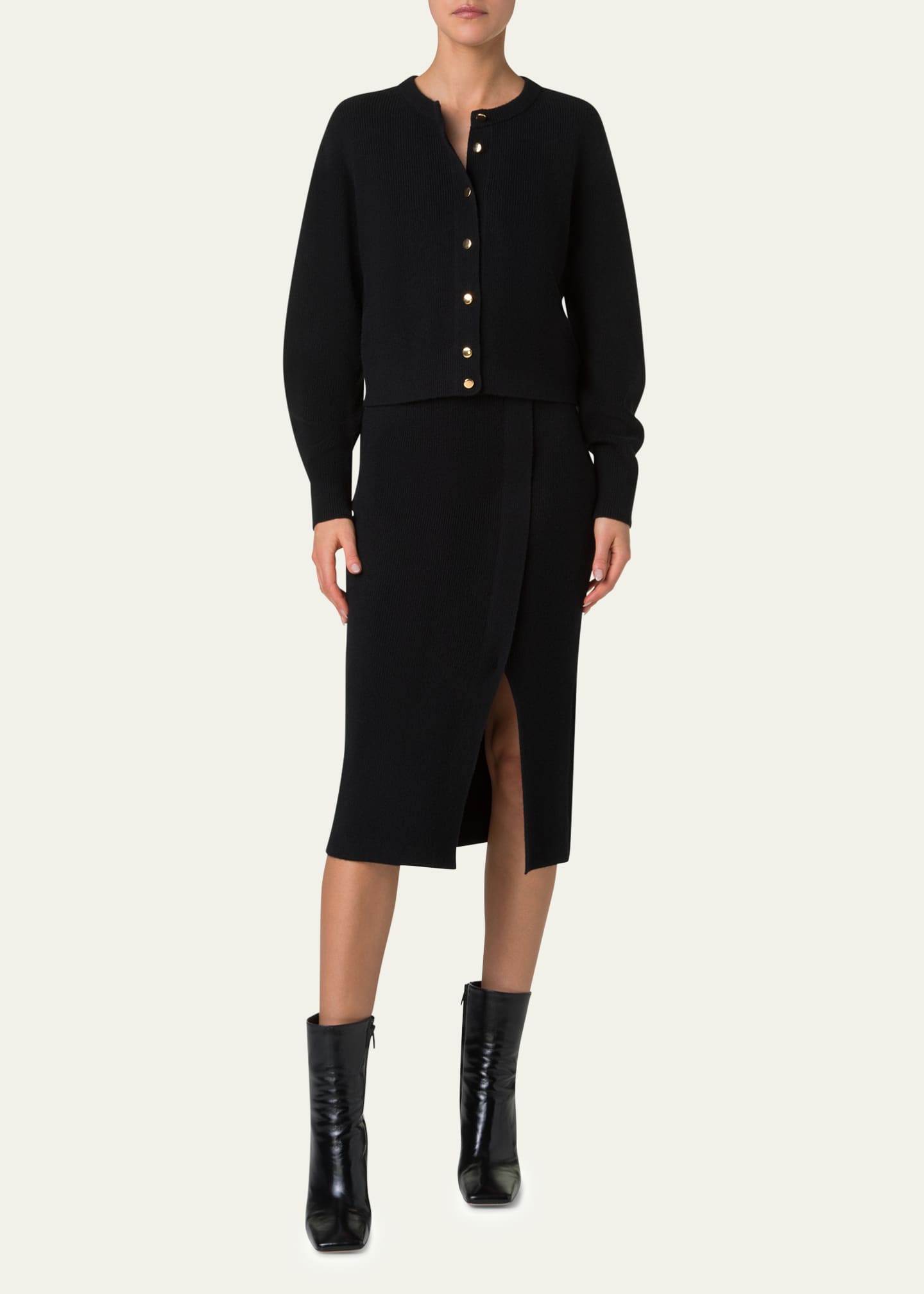 Akris Ribbed Cashmere Midi Tube Skirt Image 2 of 5
