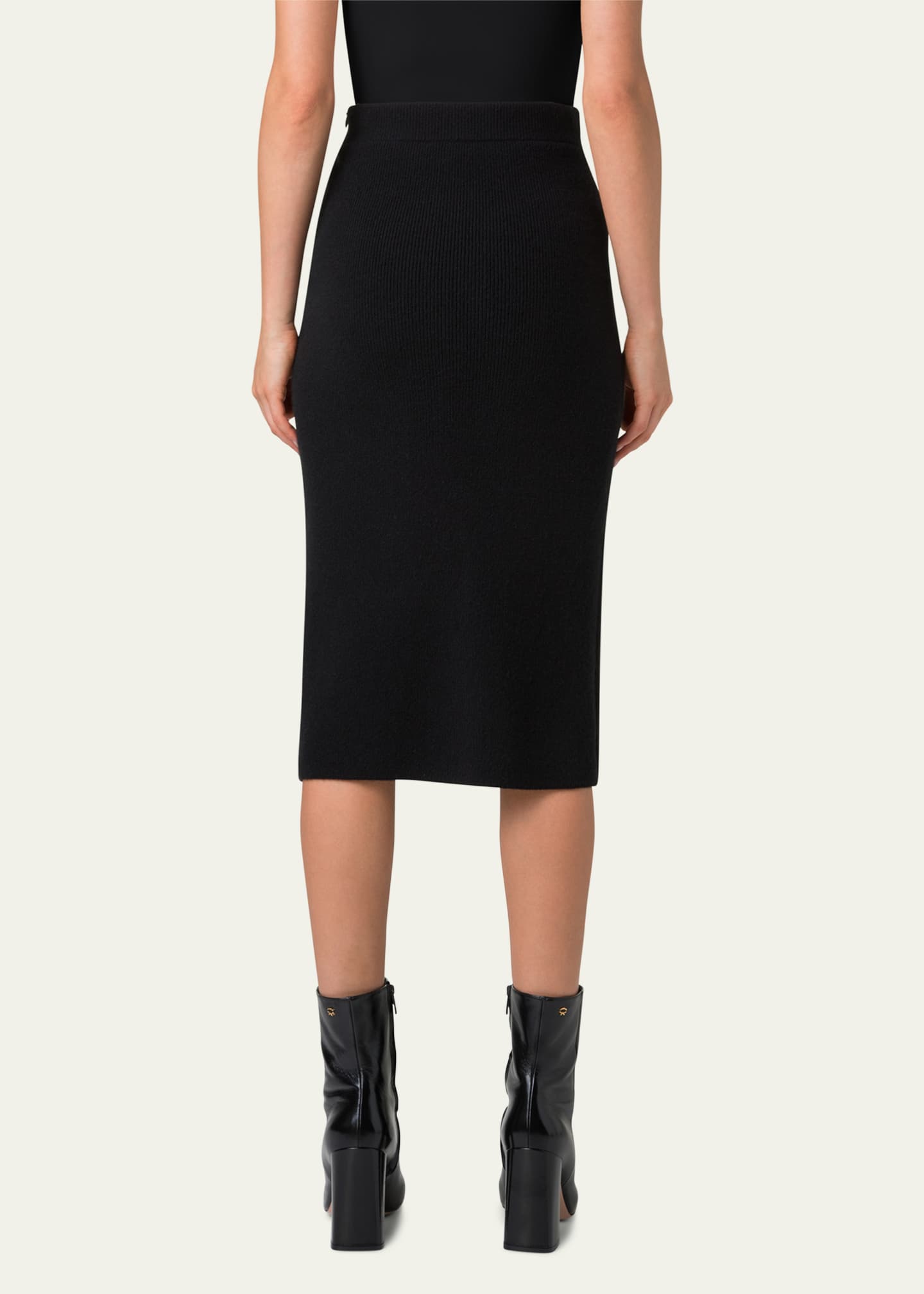 Akris Ribbed Cashmere Midi Tube Skirt Image 3 of 5