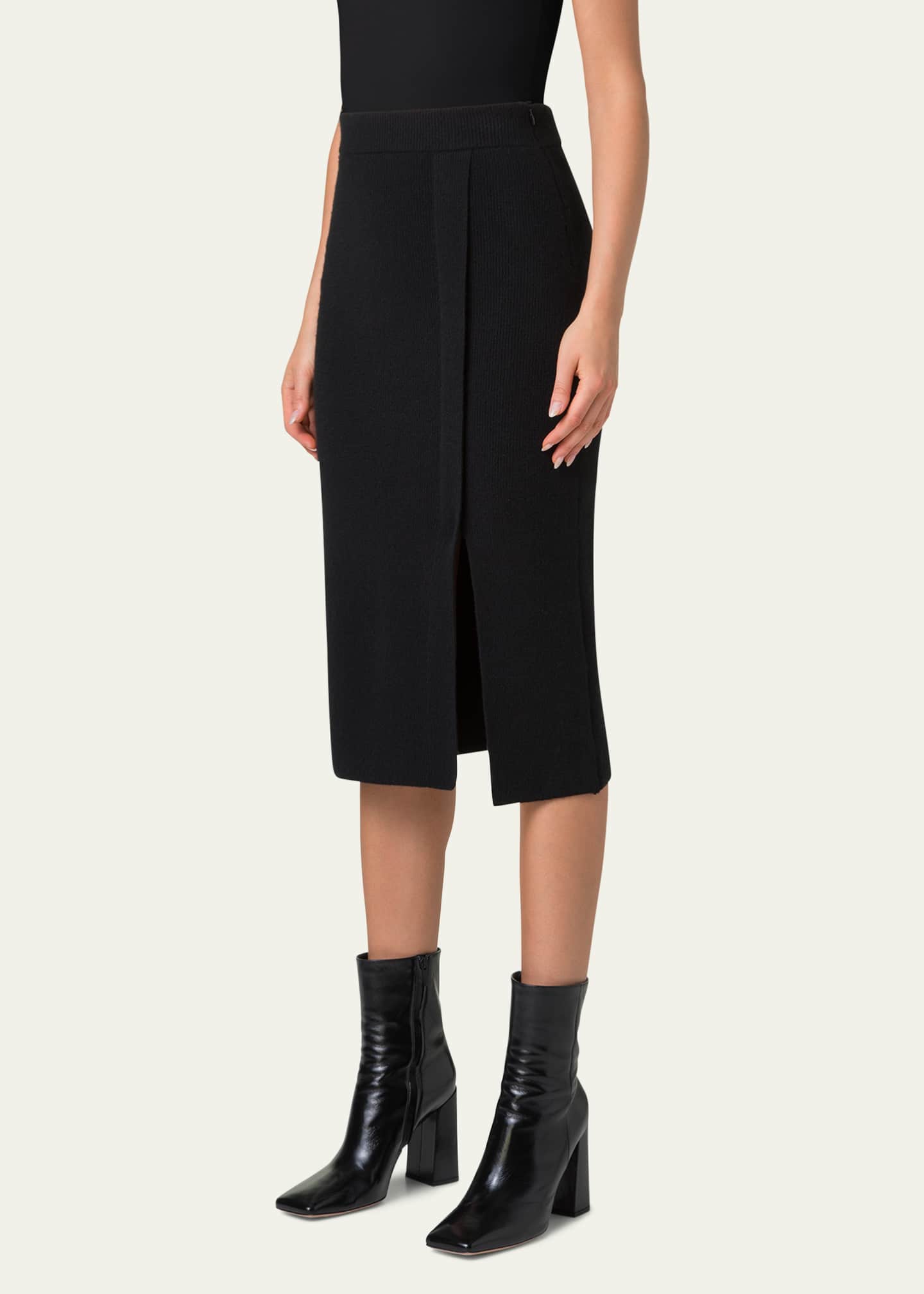 Akris Ribbed Cashmere Midi Tube Skirt Image 4 of 5