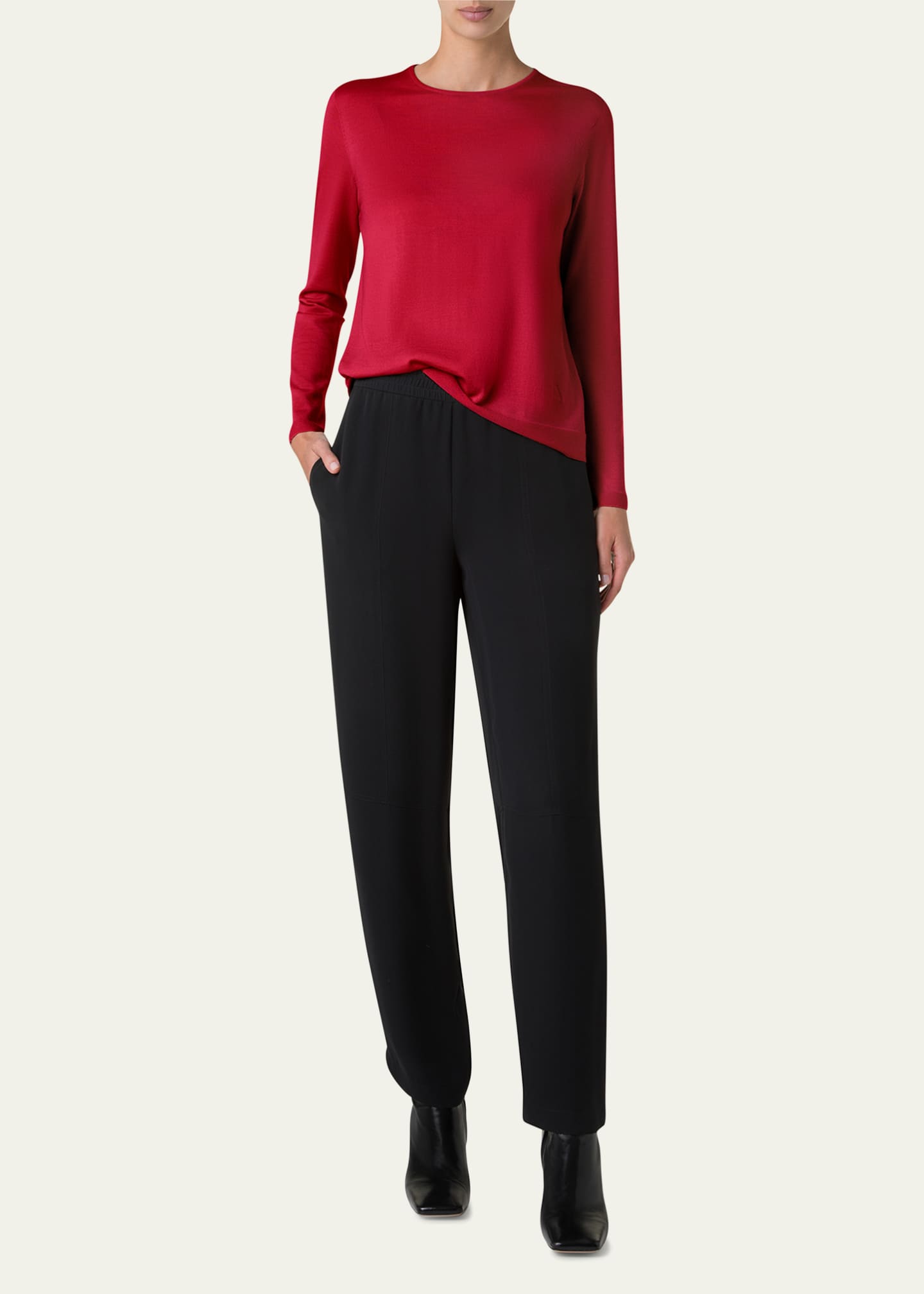 Akris Chrissa Drawstring Tapered Leg Silk Pants Image 2 of 5