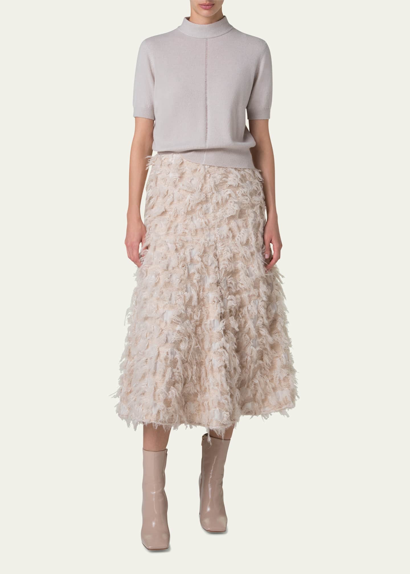 3-D Jacquard Wool Midi Skirt - Thumbnail 2