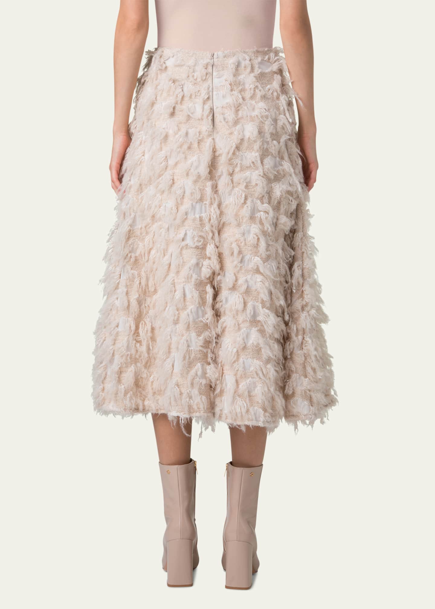 3-D Jacquard Wool Midi Skirt - Thumbnail 3