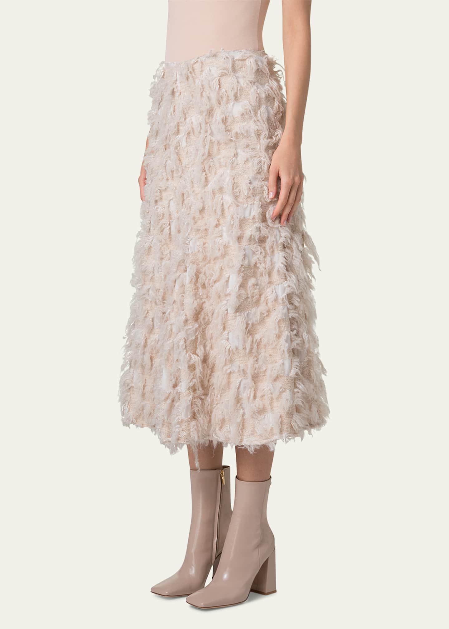 3-D Jacquard Wool Midi Skirt - Thumbnail 4