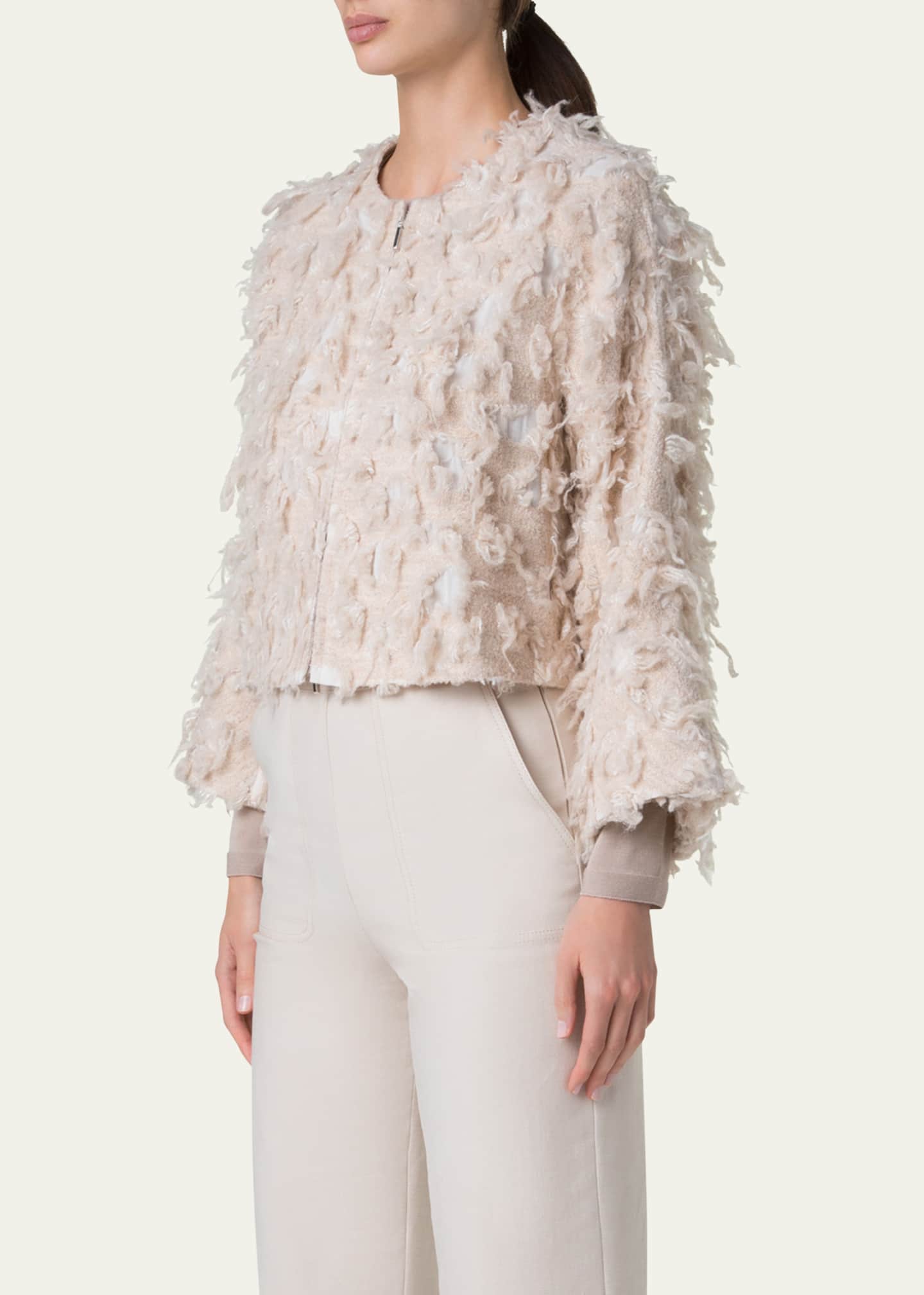 Akris Alida Short 3D Jacquard Wool-Blend Jacket Image 4 of 5