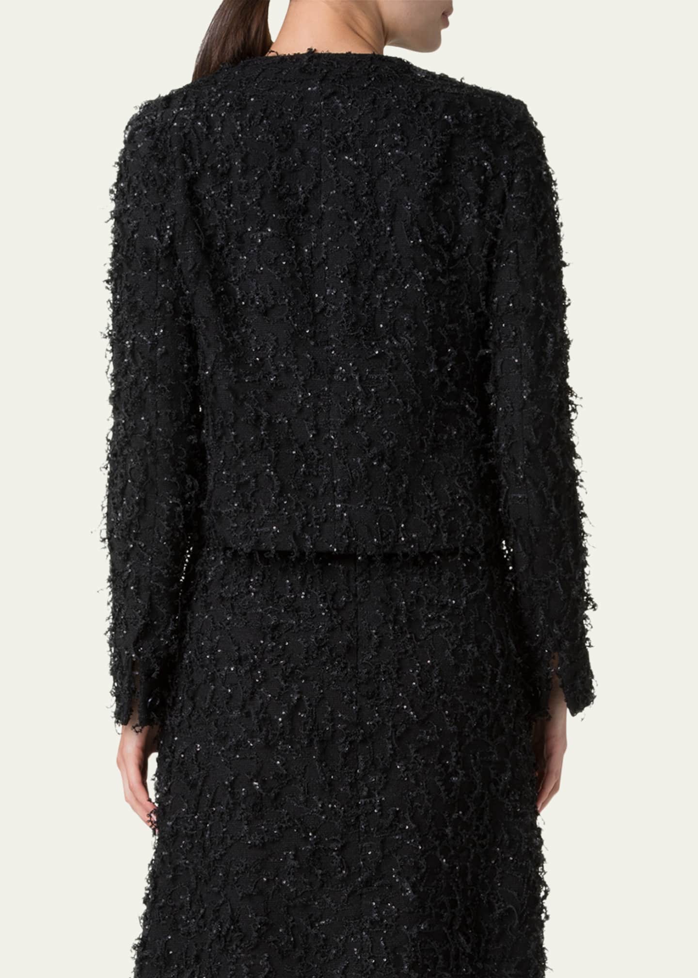 Akris Bea Micro Sequin Fringed Boucle Shirt Jacket Image 3 of 5