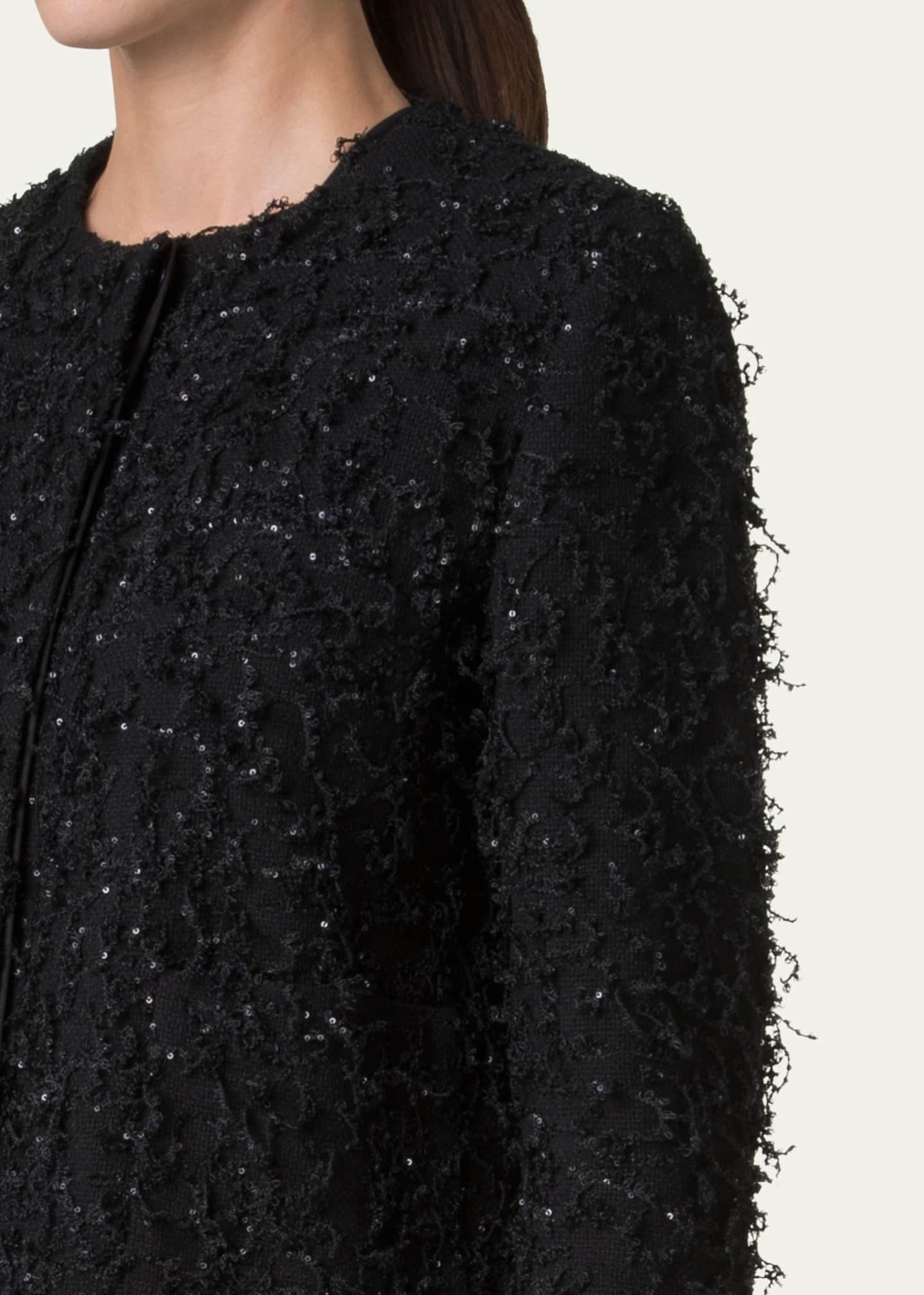 Akris Bea Micro Sequin Fringed Boucle Shirt Jacket Image 5 of 5