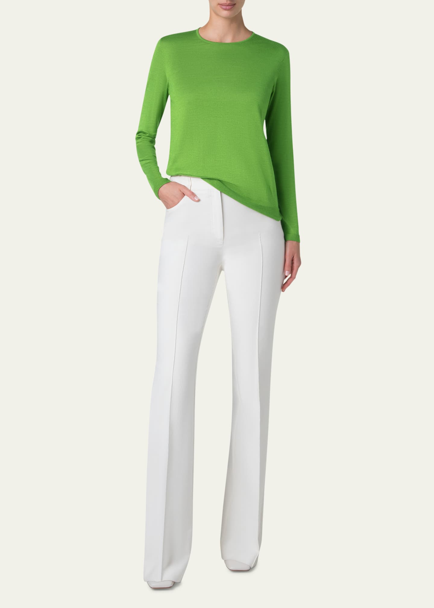 Akris Seamless Cashmere-Silk Crewneck Sweater Image 2 of 5