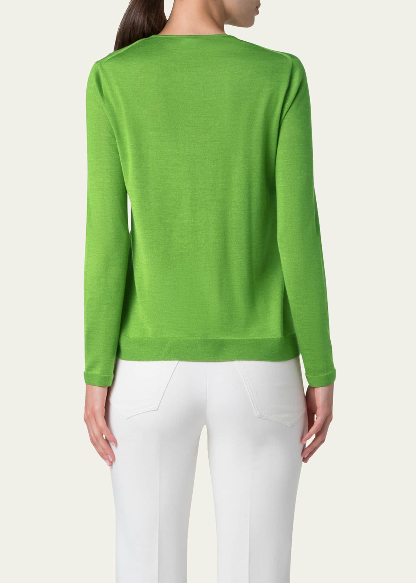 Akris Seamless Cashmere-Silk Crewneck Sweater Image 3 of 5