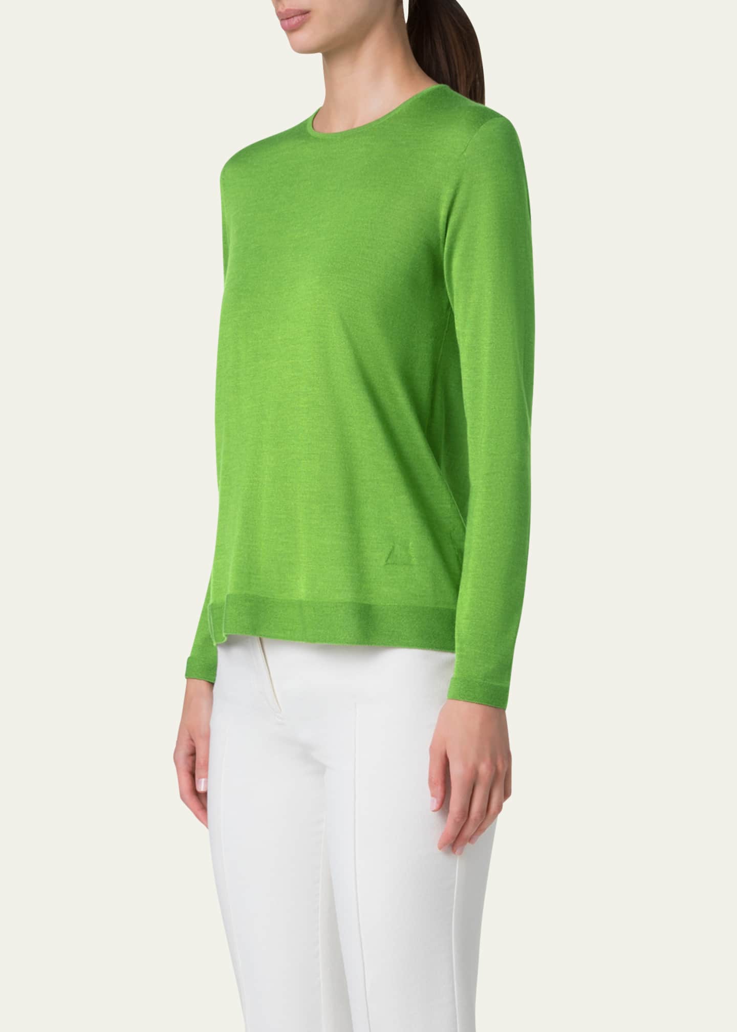 Akris Seamless Cashmere-Silk Crewneck Sweater Image 4 of 5
