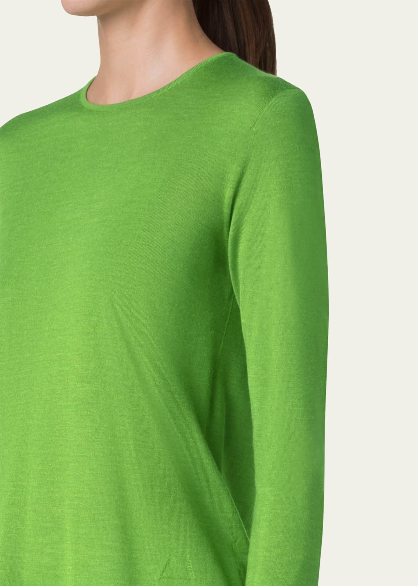 Akris Seamless Cashmere-Silk Crewneck Sweater Image 5 of 5