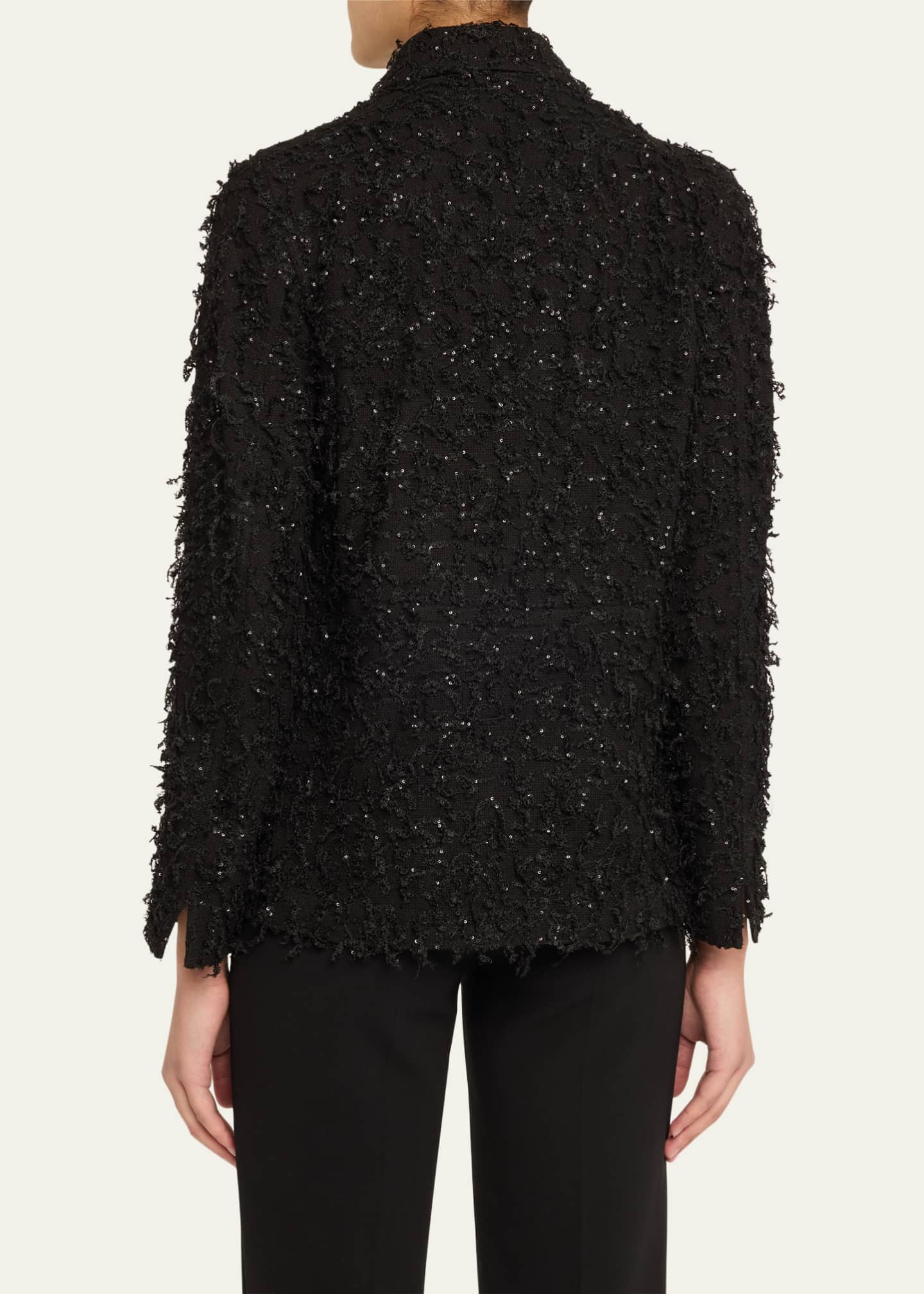 Akris Tomma Fringe Boucle Sequined Shirt Jacket Image 3 of 5