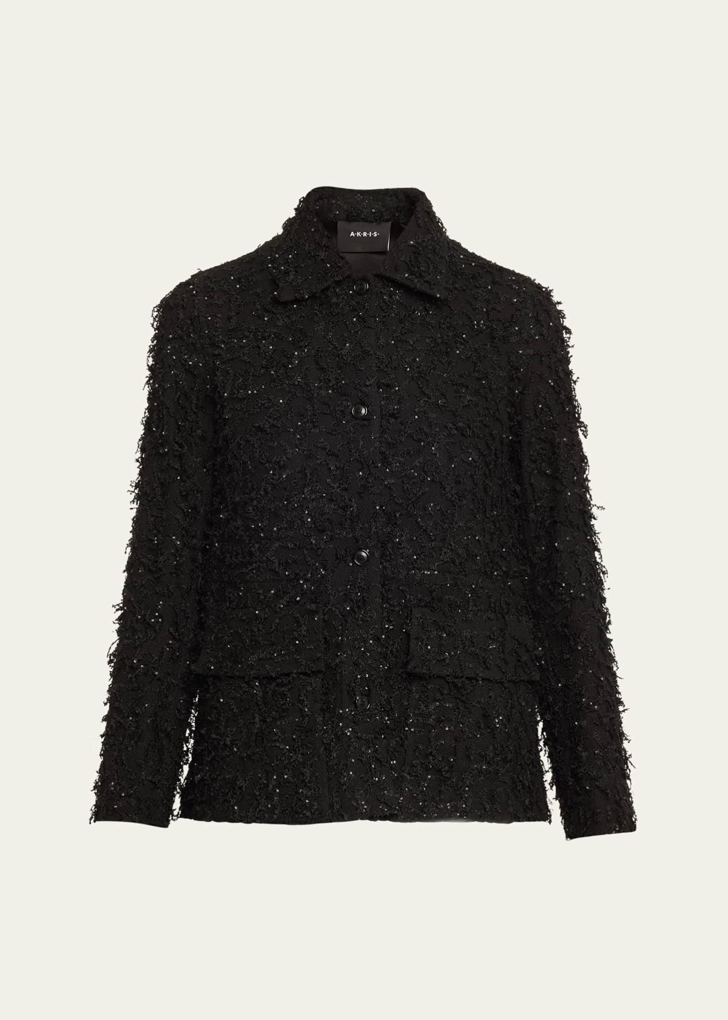 Akris Tomma Fringe Boucle Sequined Shirt Jacket Image 1 of 5