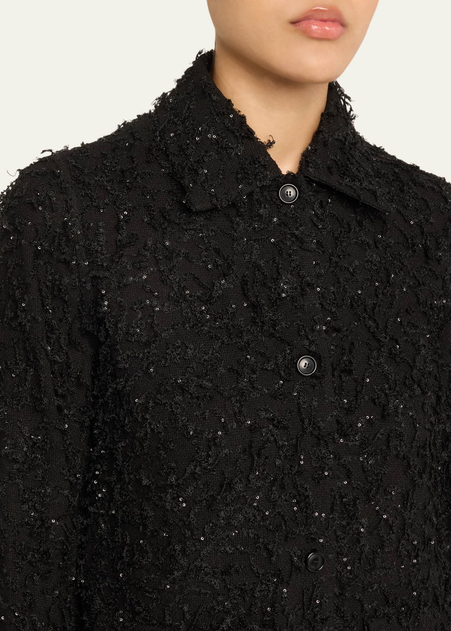 Akris Tomma Fringe Boucle Sequined Shirt Jacket Image 5 of 5
