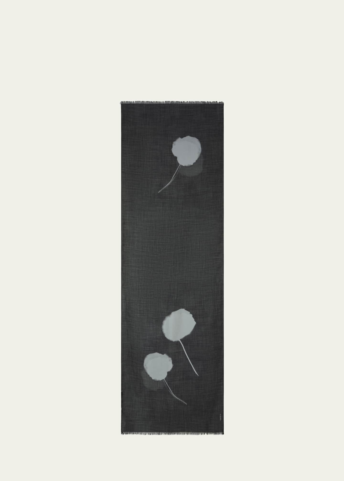 Windflower Print Cashmere-Silk Scarf