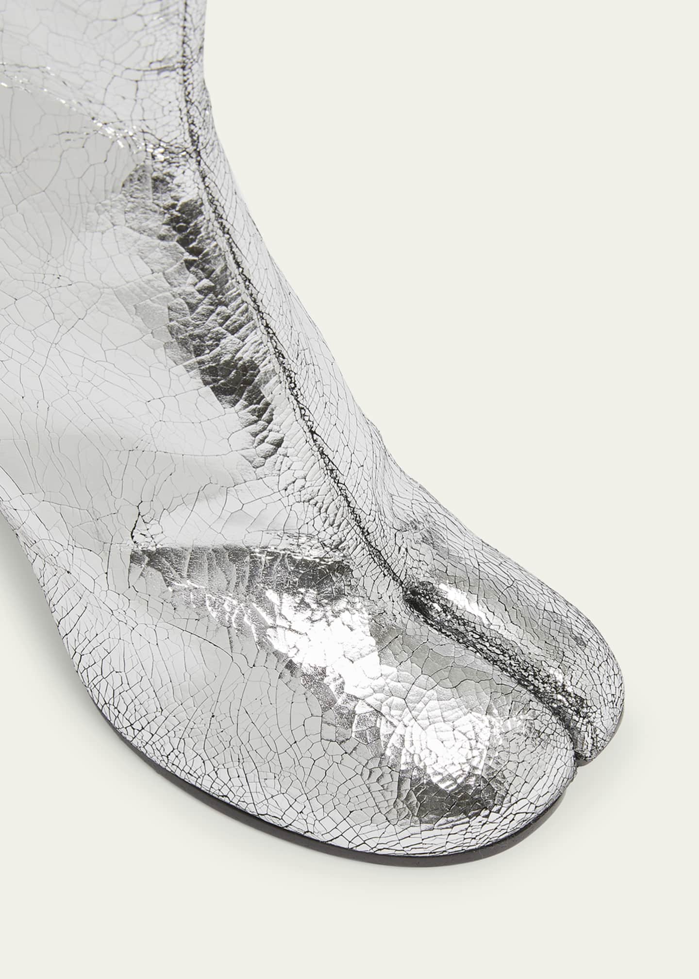 Maison Margiela Tabi Split-Toe Metallic Leather Ankle Boots