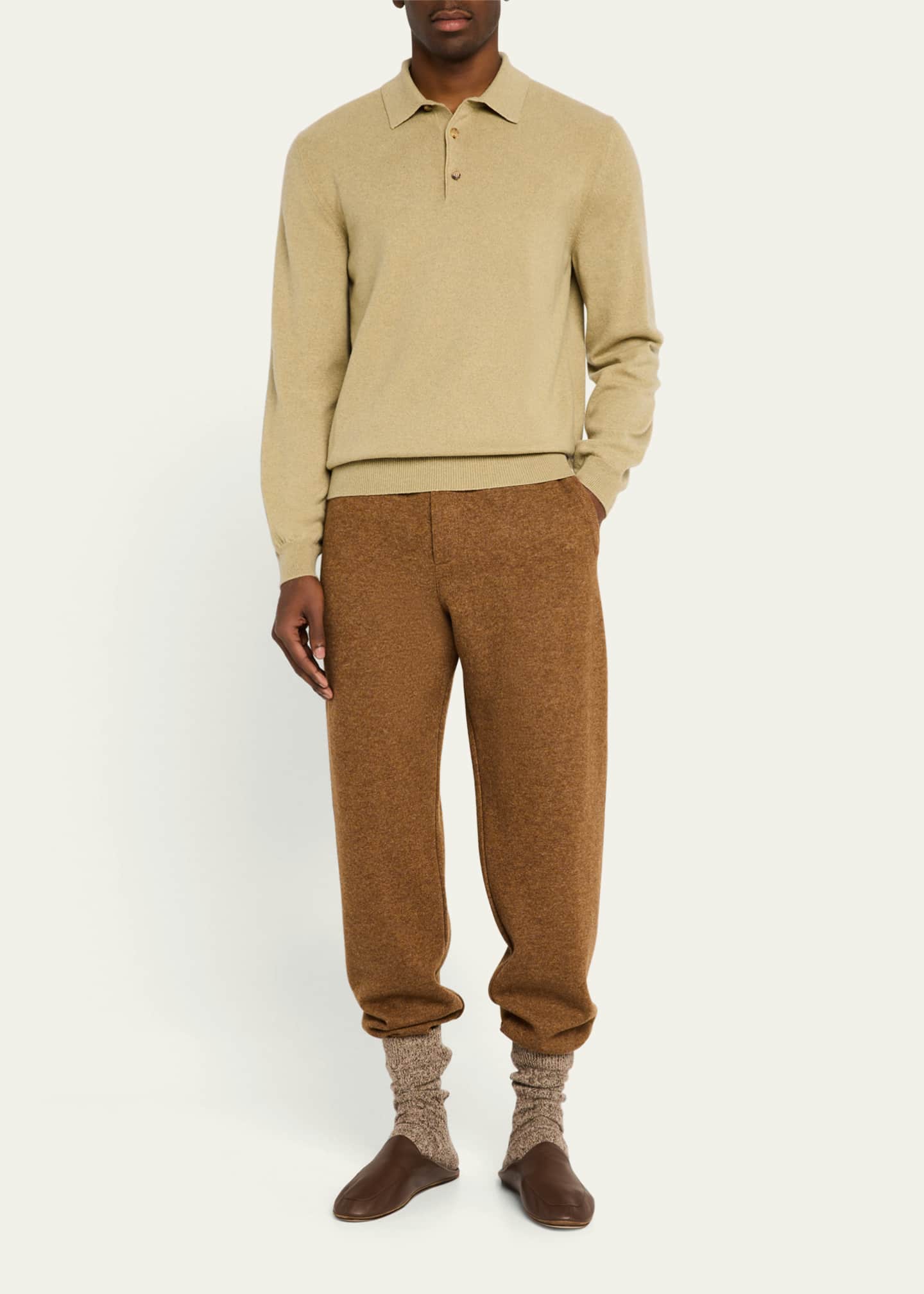 Loro Piana Men's Arona Baby Cashmere Polo Sweater Image 2 of 5