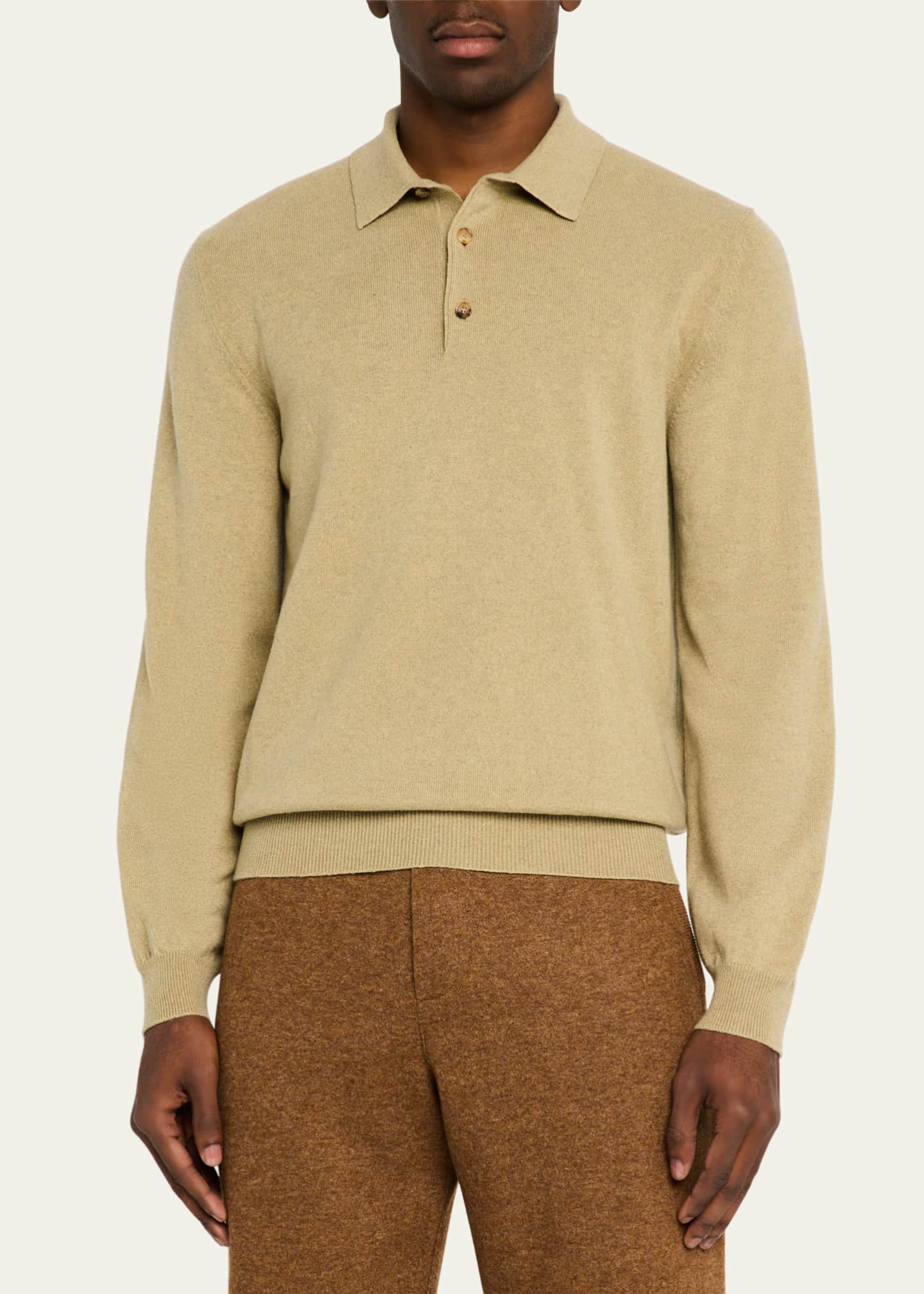 Loro Piana Men's Arona Baby Cashmere Polo Sweater Image 4 of 5