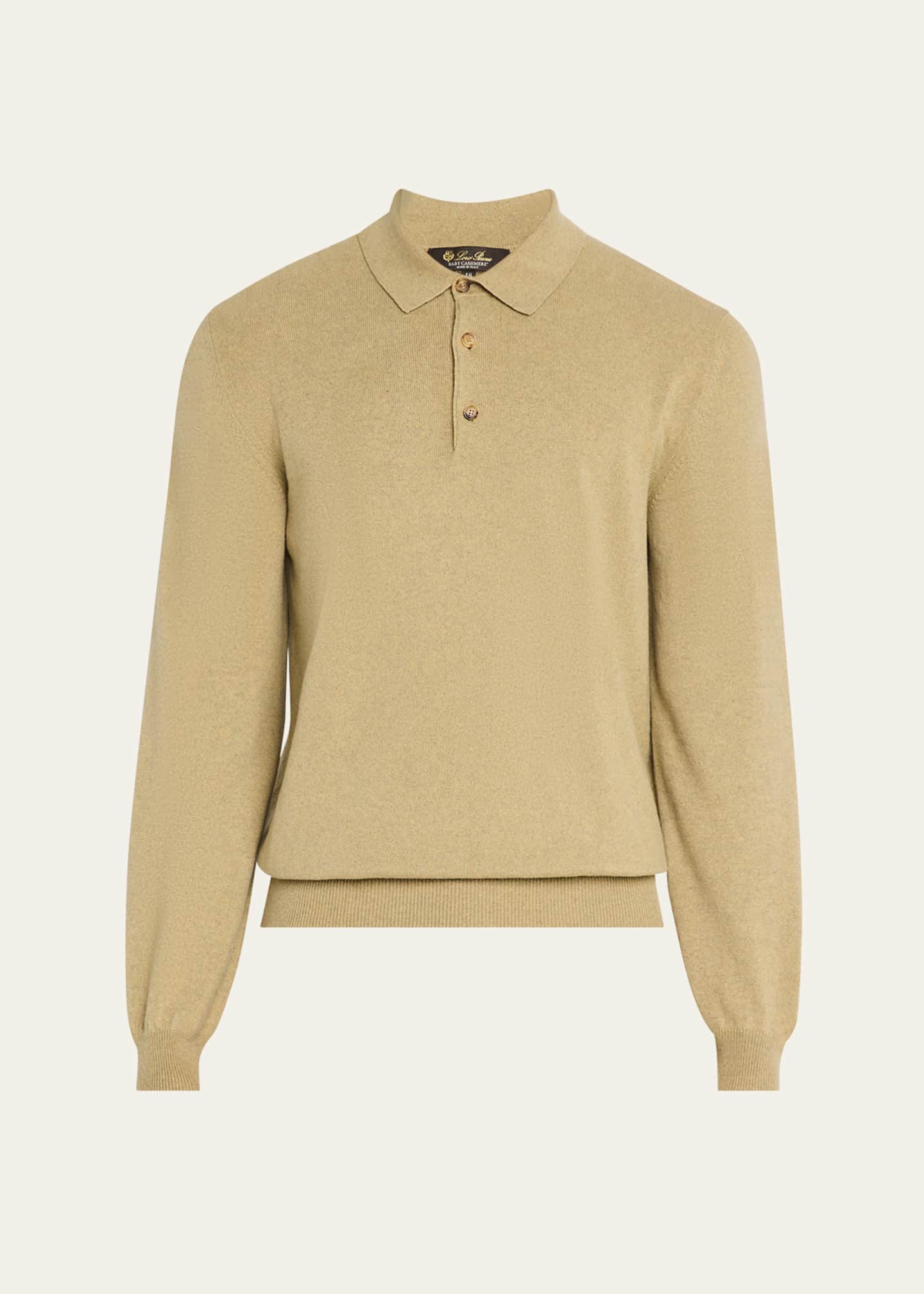 Loro Piana Men's Arona Baby Cashmere Polo Sweater Image 1 of 5