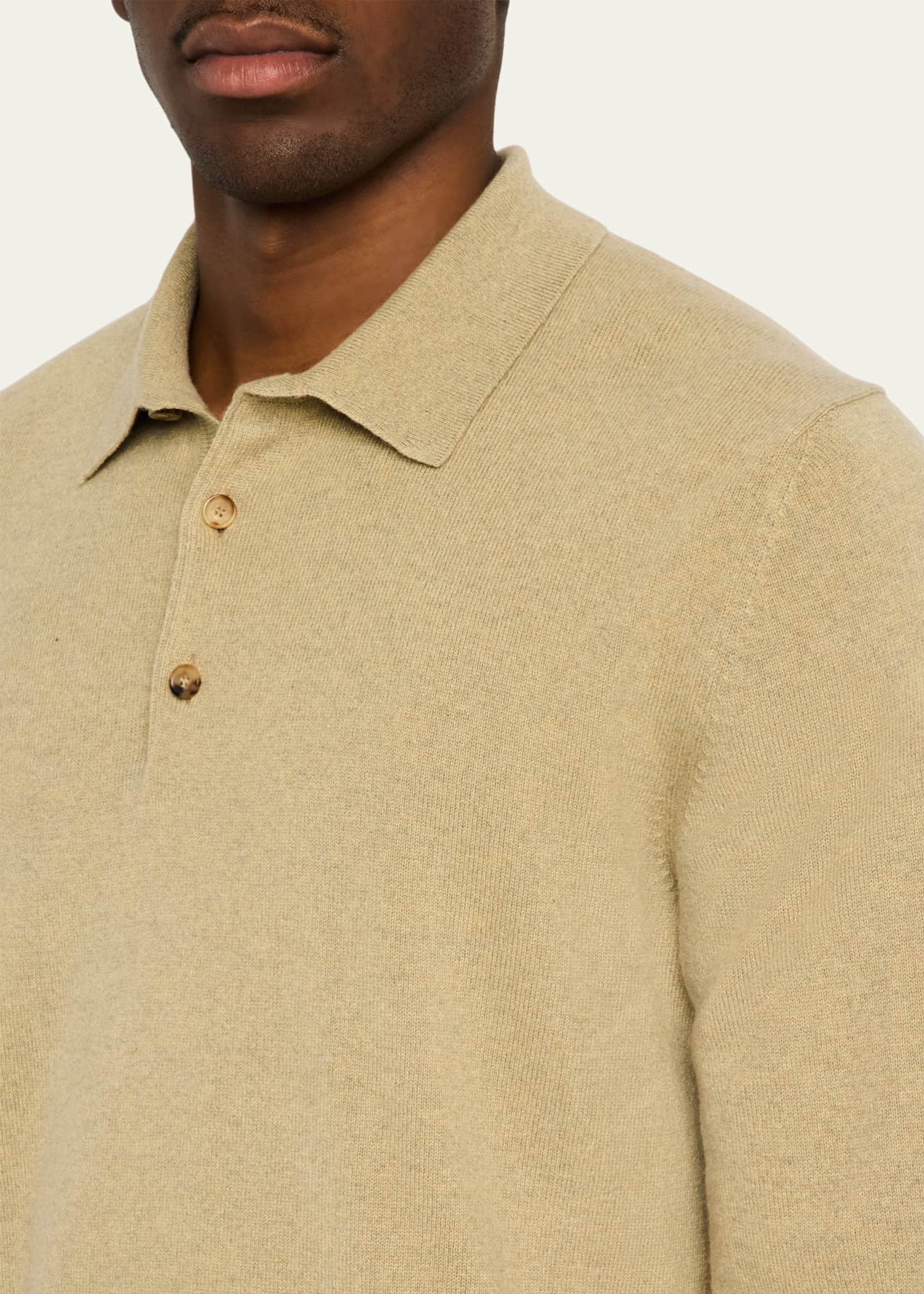 Loro Piana Men's Arona Baby Cashmere Polo Sweater Image 5 of 5